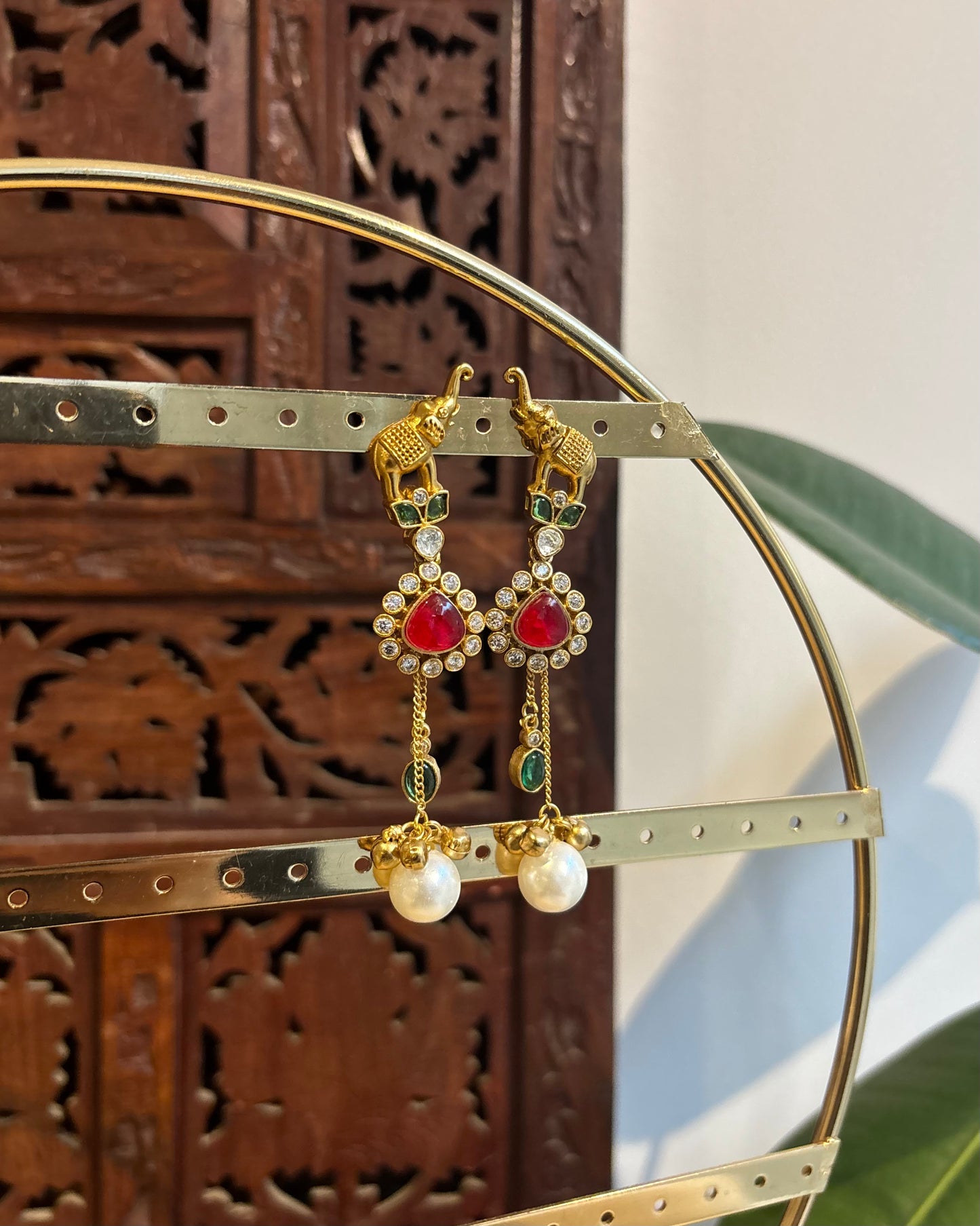 Contemporary Elephant Motif Earrings with Hangings | ER210
