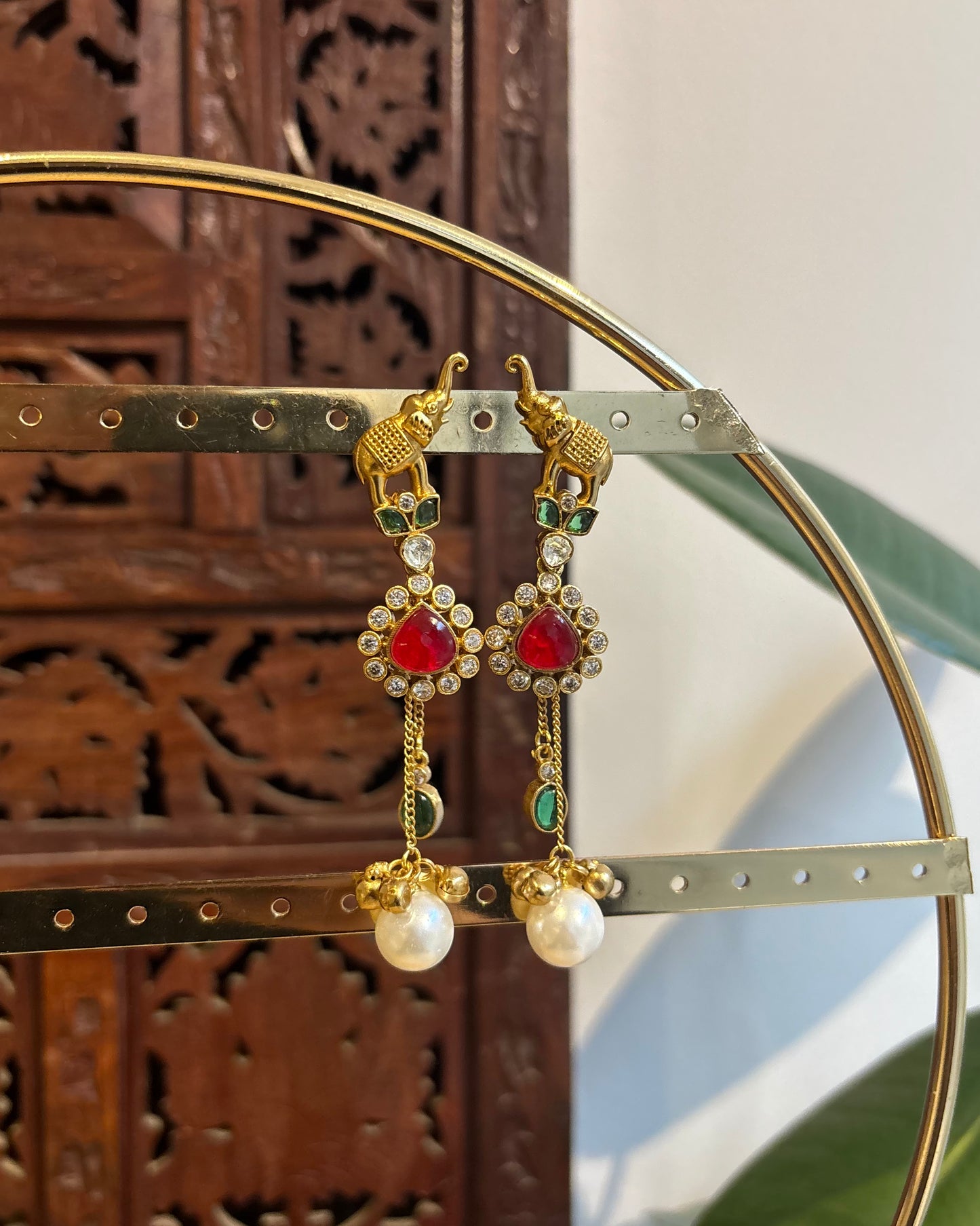 Contemporary Elephant Motif Earrings with Hangings | ER210