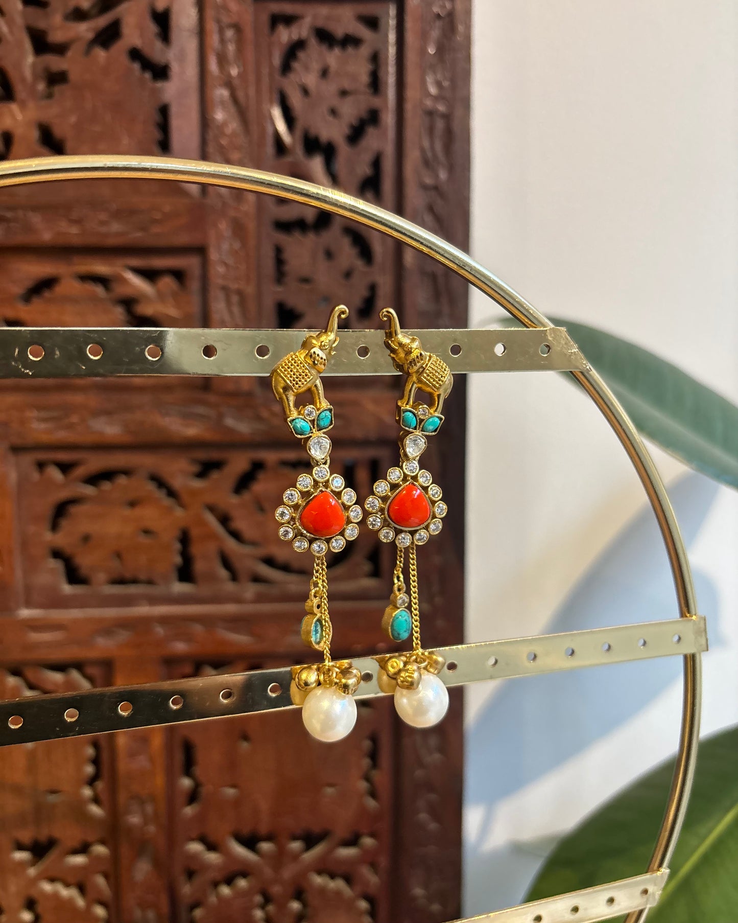 Contemporary Elephant Motif Earrings with Hangings | ER211