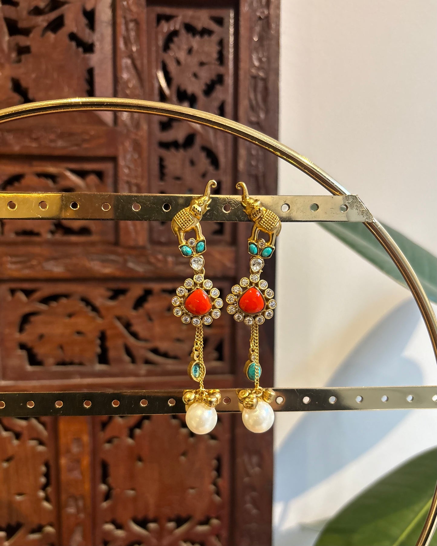 Contemporary Elephant Motif Earrings with Hangings | ER211