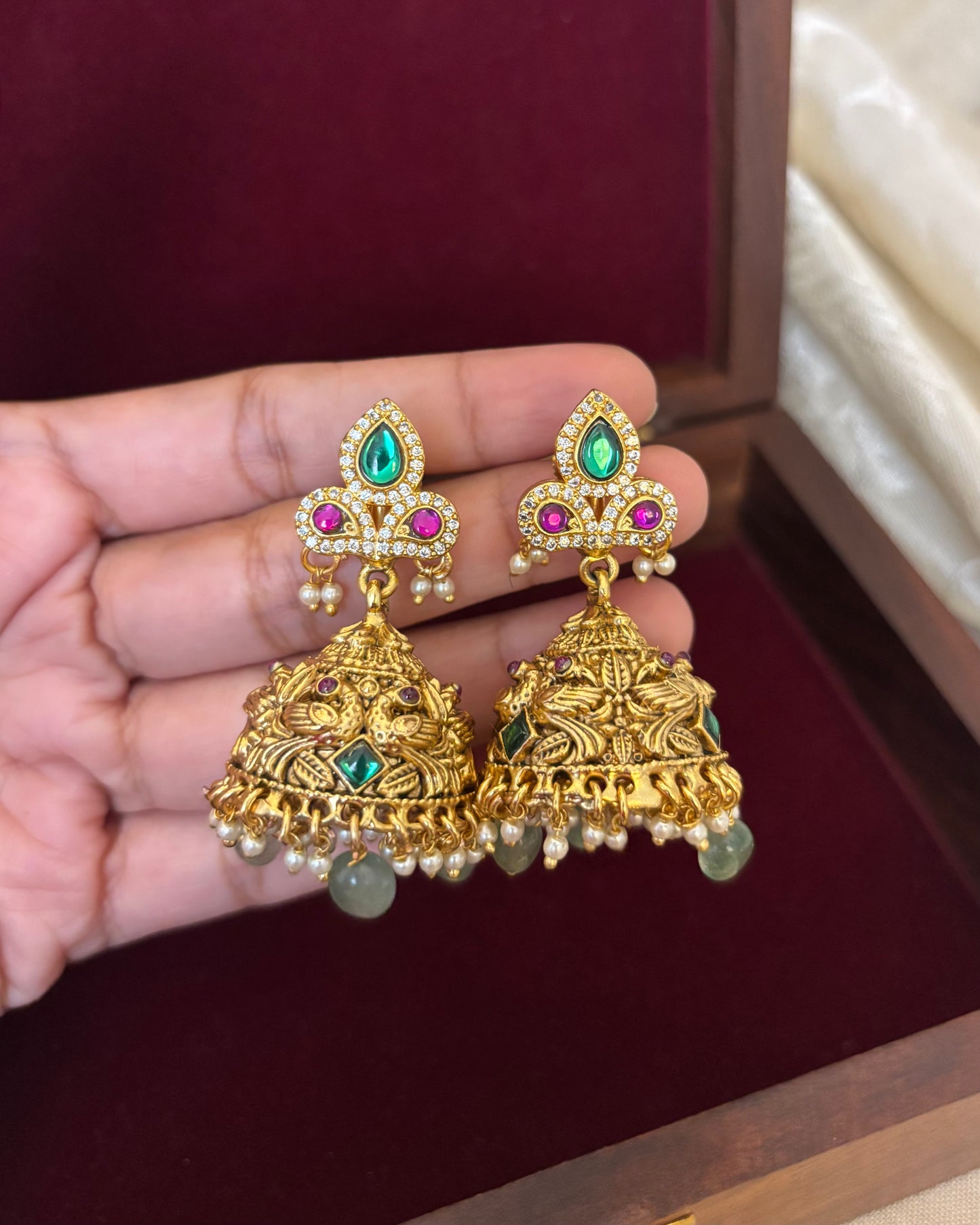 Lakshmi Antique Finish Short Necklace with Matching Jhumkas | NC113