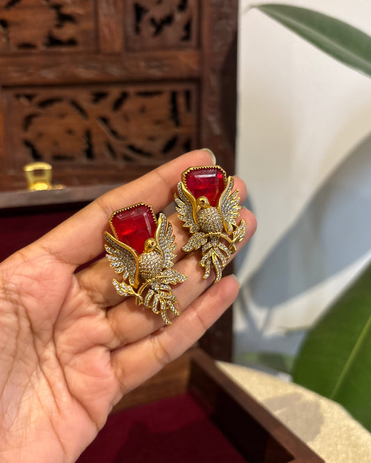 Red Peacock AD Stud Earrings | ER228