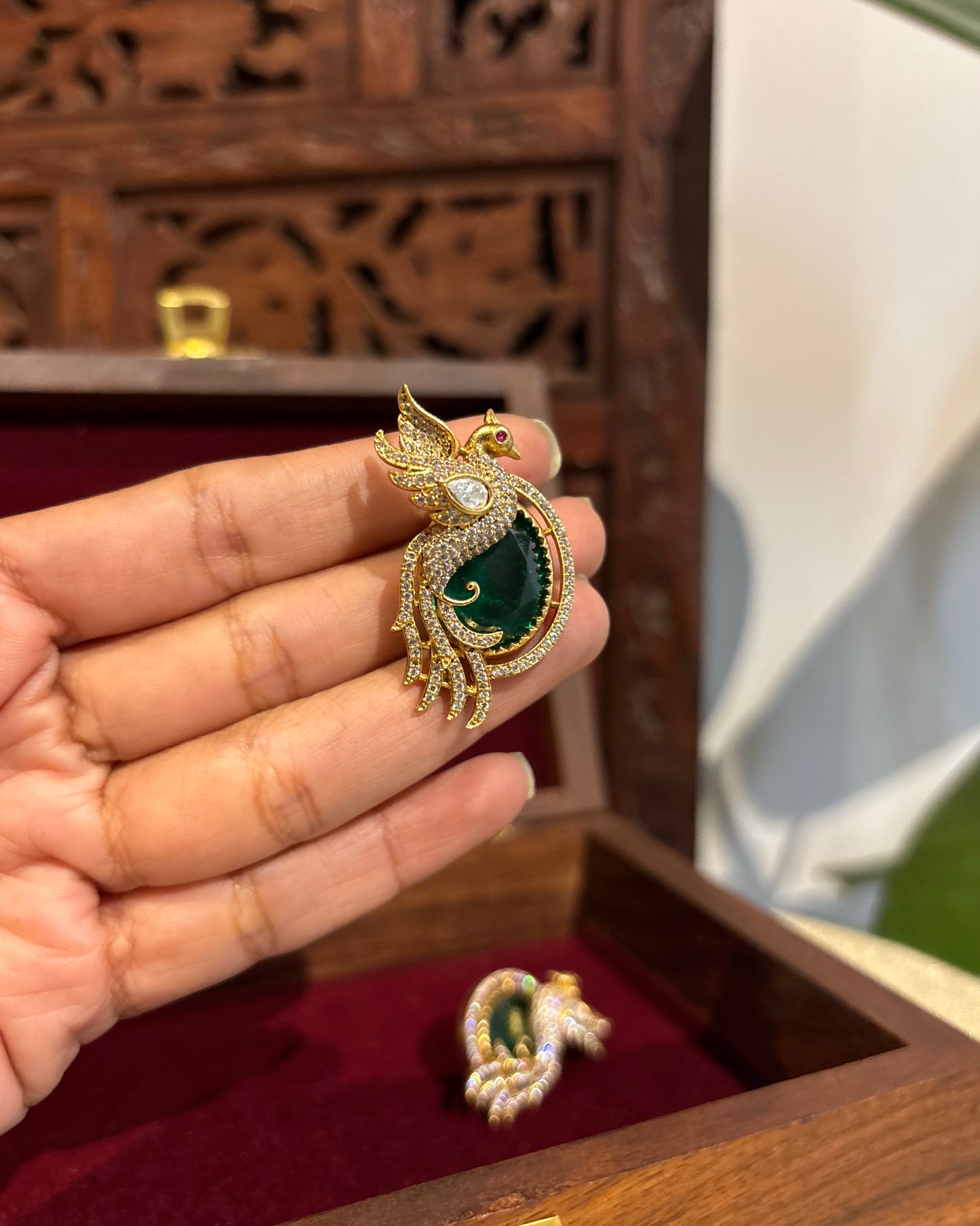 Green Peacock AD Stud Earrings | ER220