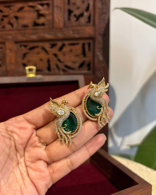 Green Peacock AD Stud Earrings | ER220