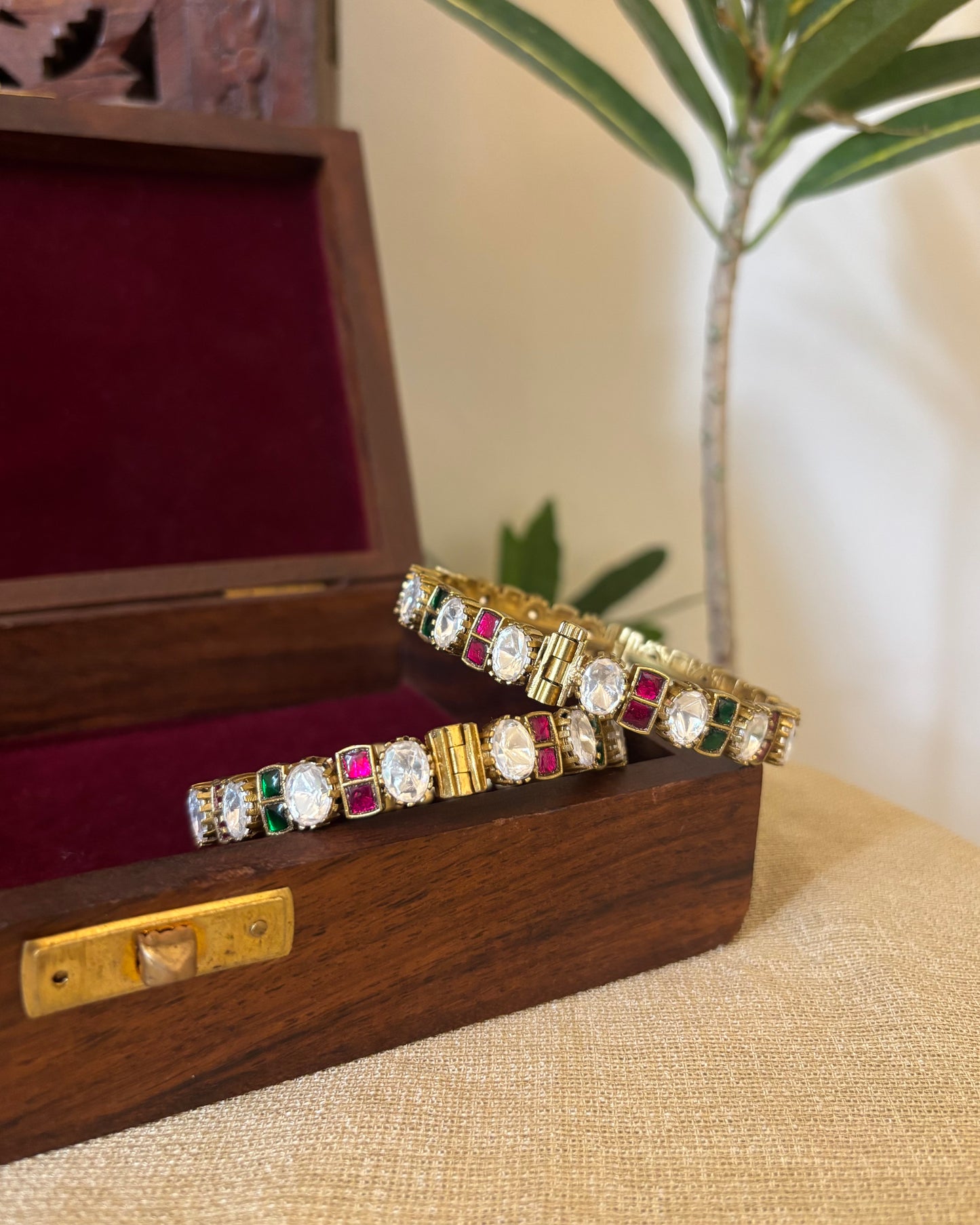 Multicolor Jadau Kundan Gold Plated Bangles | BA091