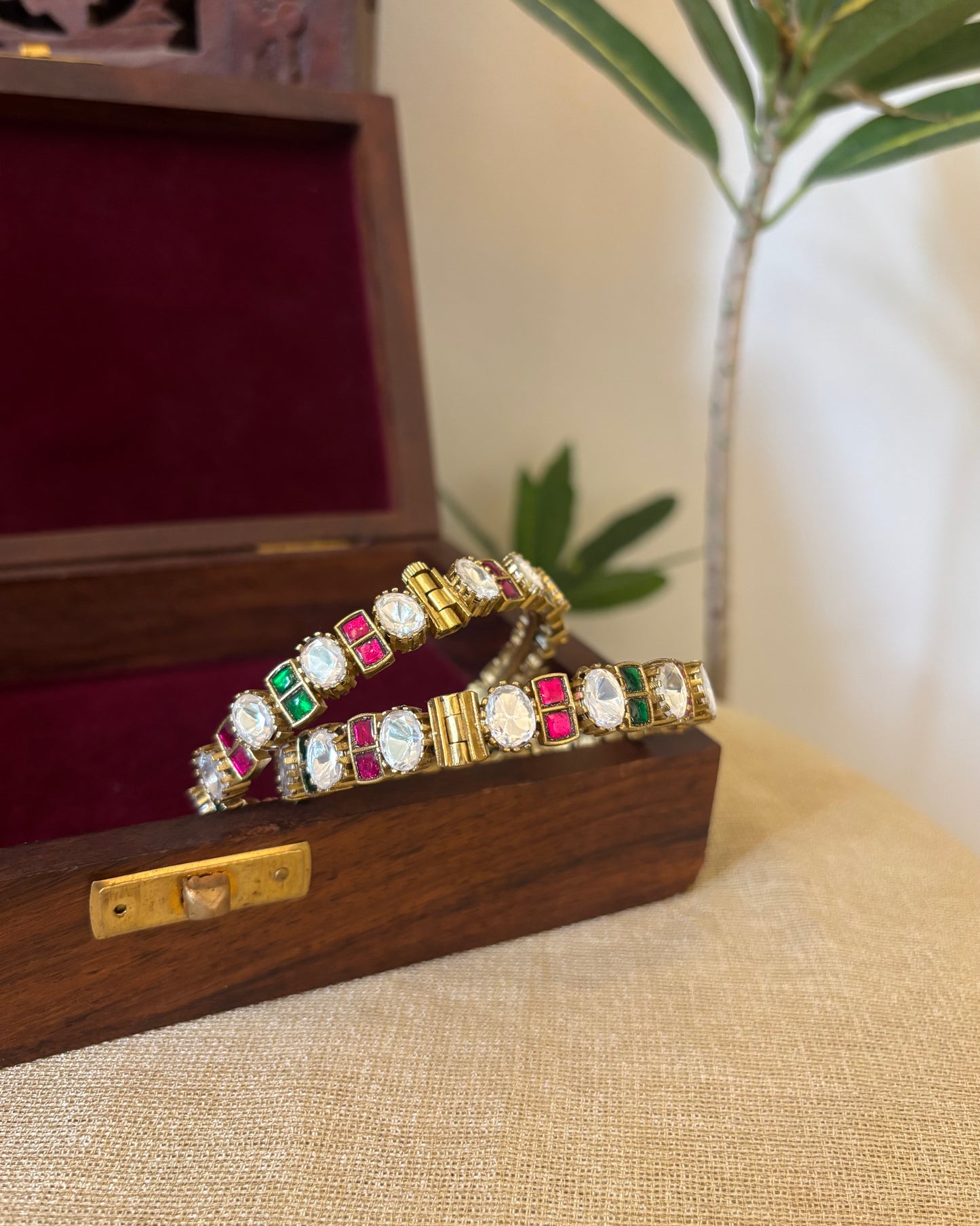 Multicolor Jadau Kundan Gold Plated Bangles | BA091