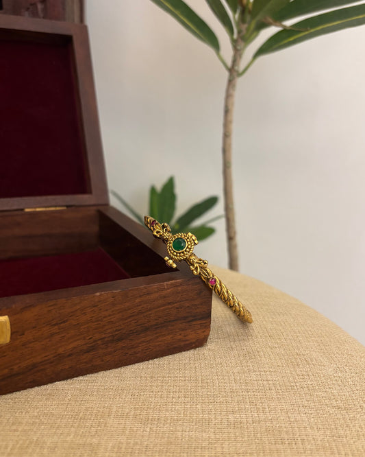 Ruby & Green Jadau Kundan Gold Plated Bangle | BA089
