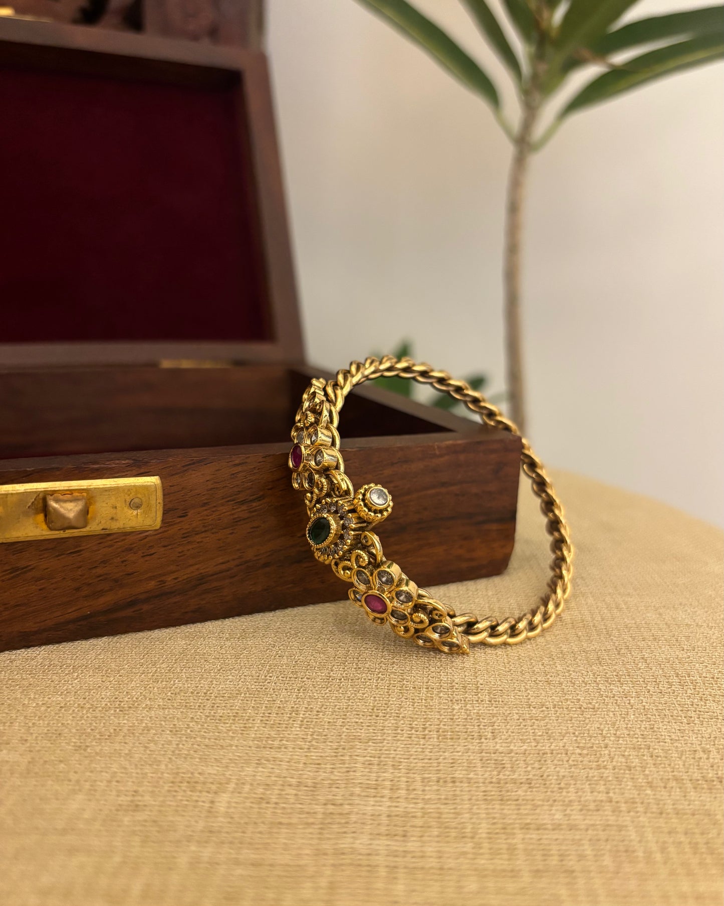 Multicolor Jadau Kundan Gold Plated Bangle | BA088