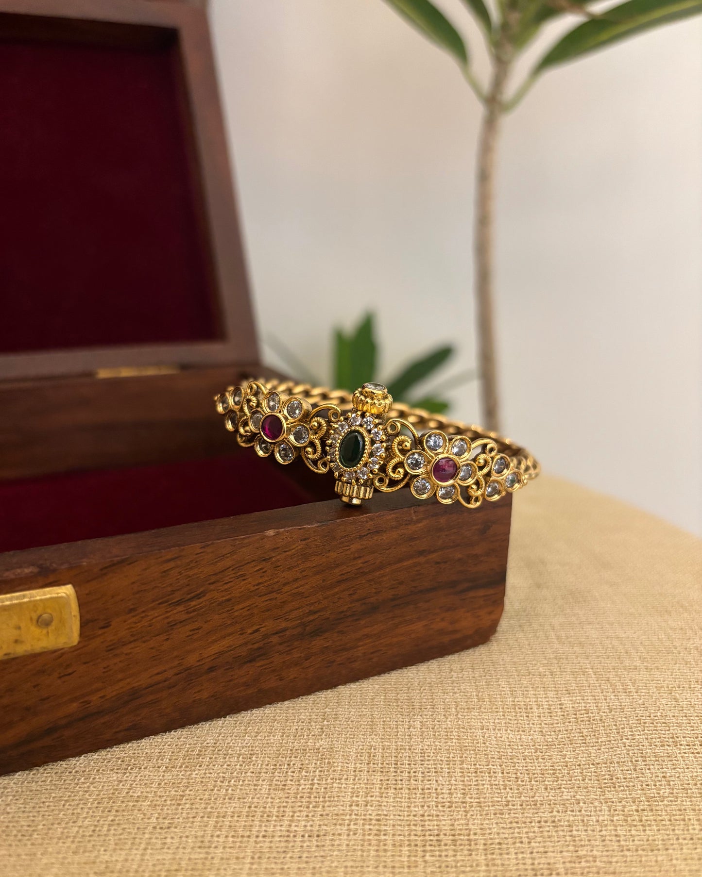 Multicolor Jadau Kundan Gold Plated Bangle | BA088