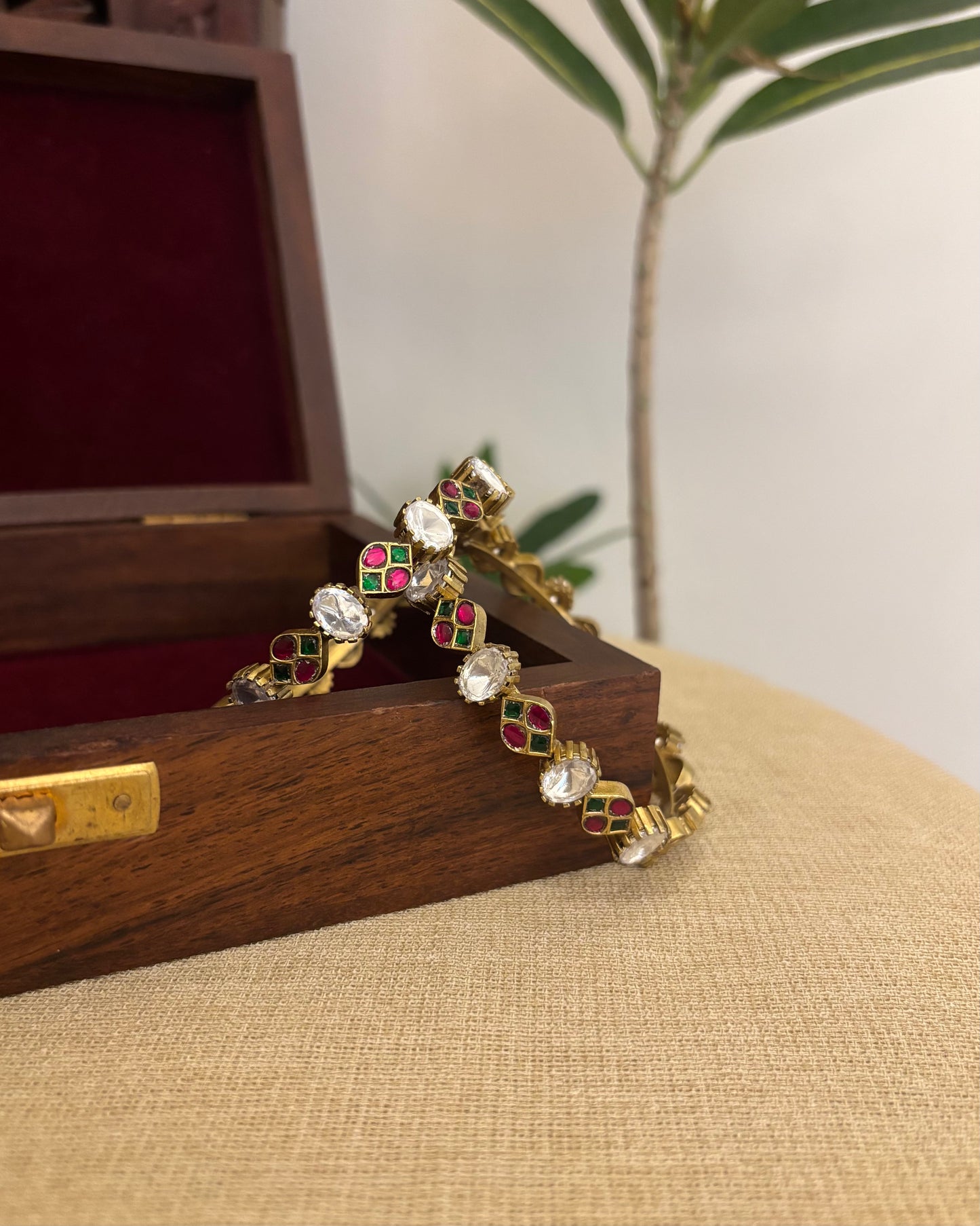 Multicolor Jadau Kundan Gold Plated Bangles | BA087
