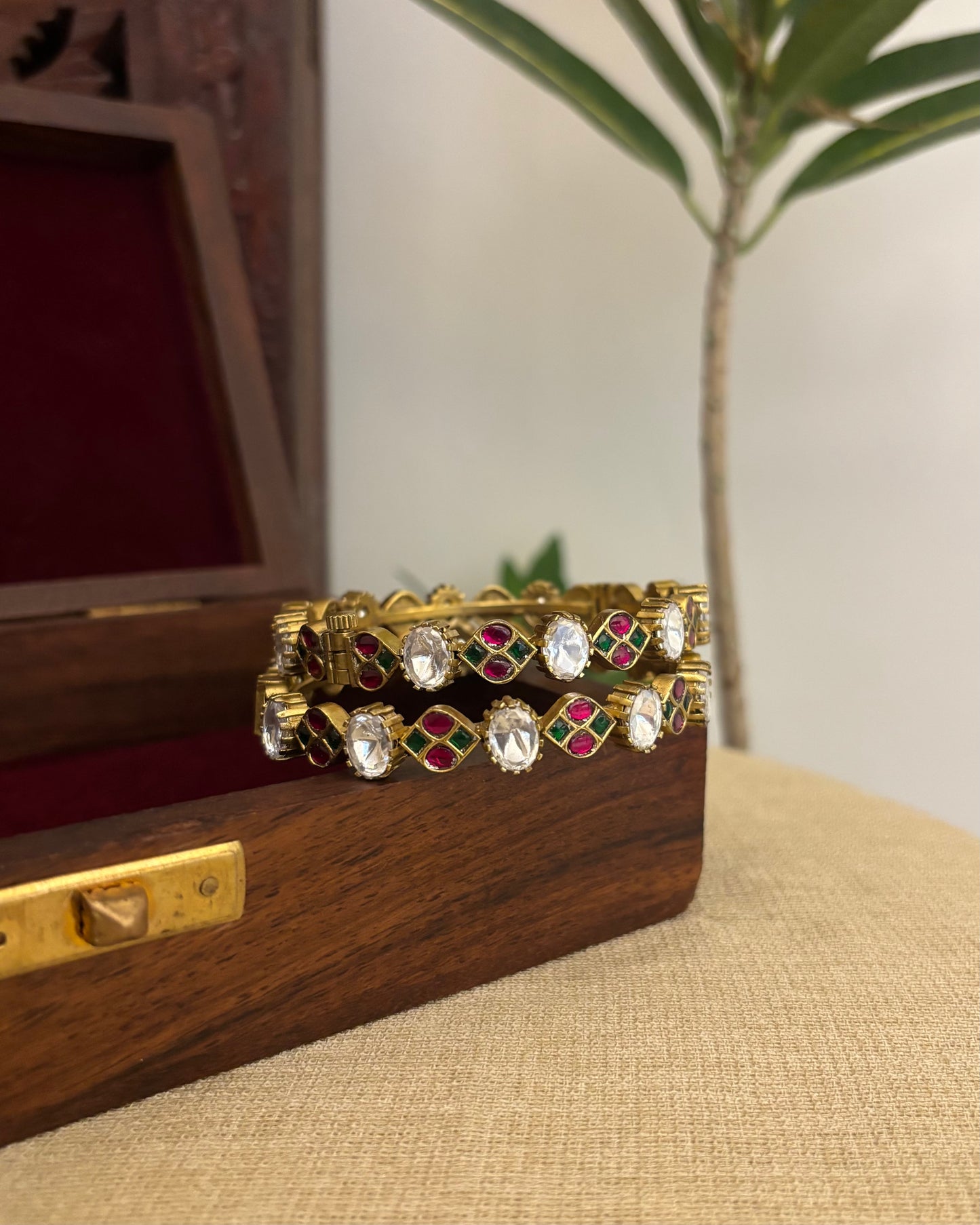Multicolor Jadau Kundan Gold Plated Bangles | BA087