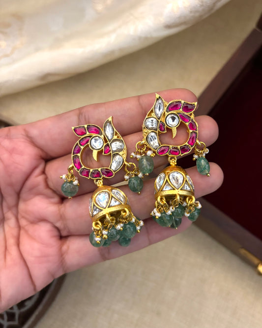Jadau Kundan Peacock Jhumkas | ER083