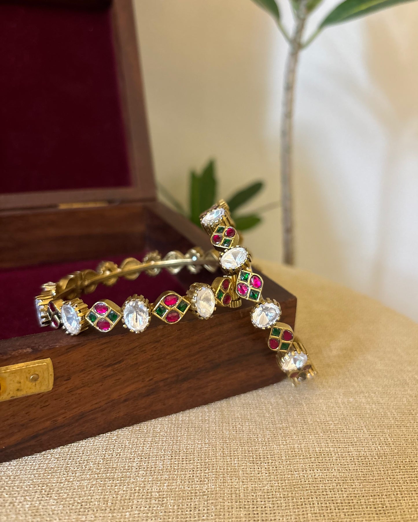 Multicolor Jadau Kundan Gold Plated Bangles | BA087