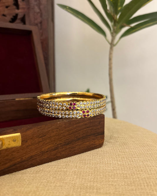 Ruby White Jadau Kundan Bangle | BA092
