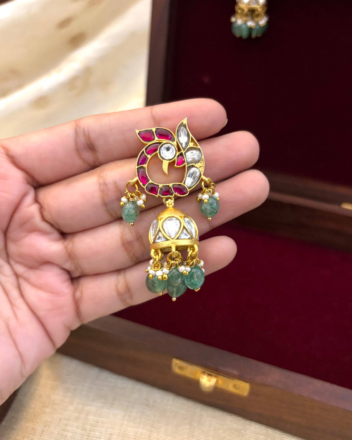 Jadau Kundan Peacock Jhumkas | ER083