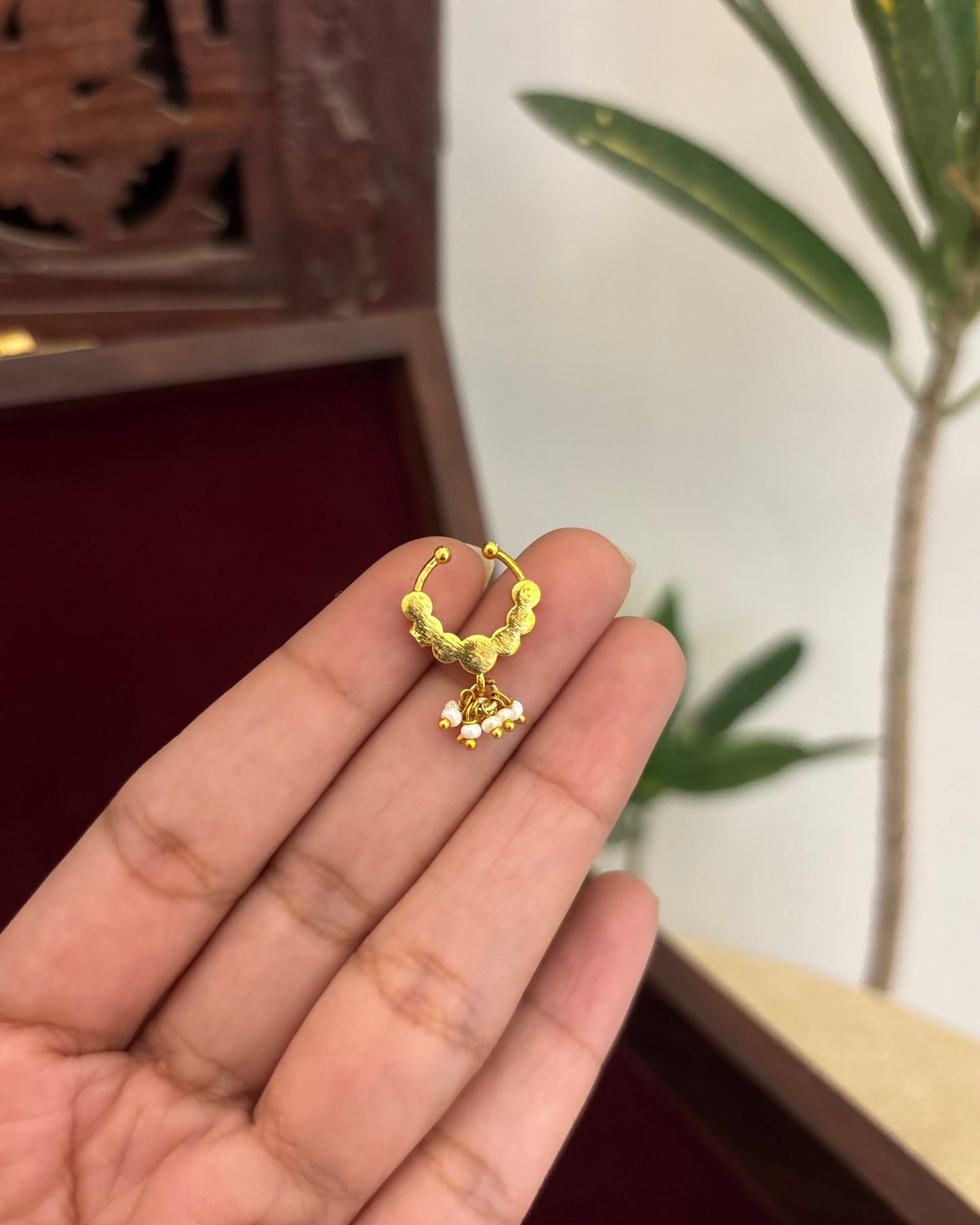 Floral Clip On Septum Nosepin | Green | NP132