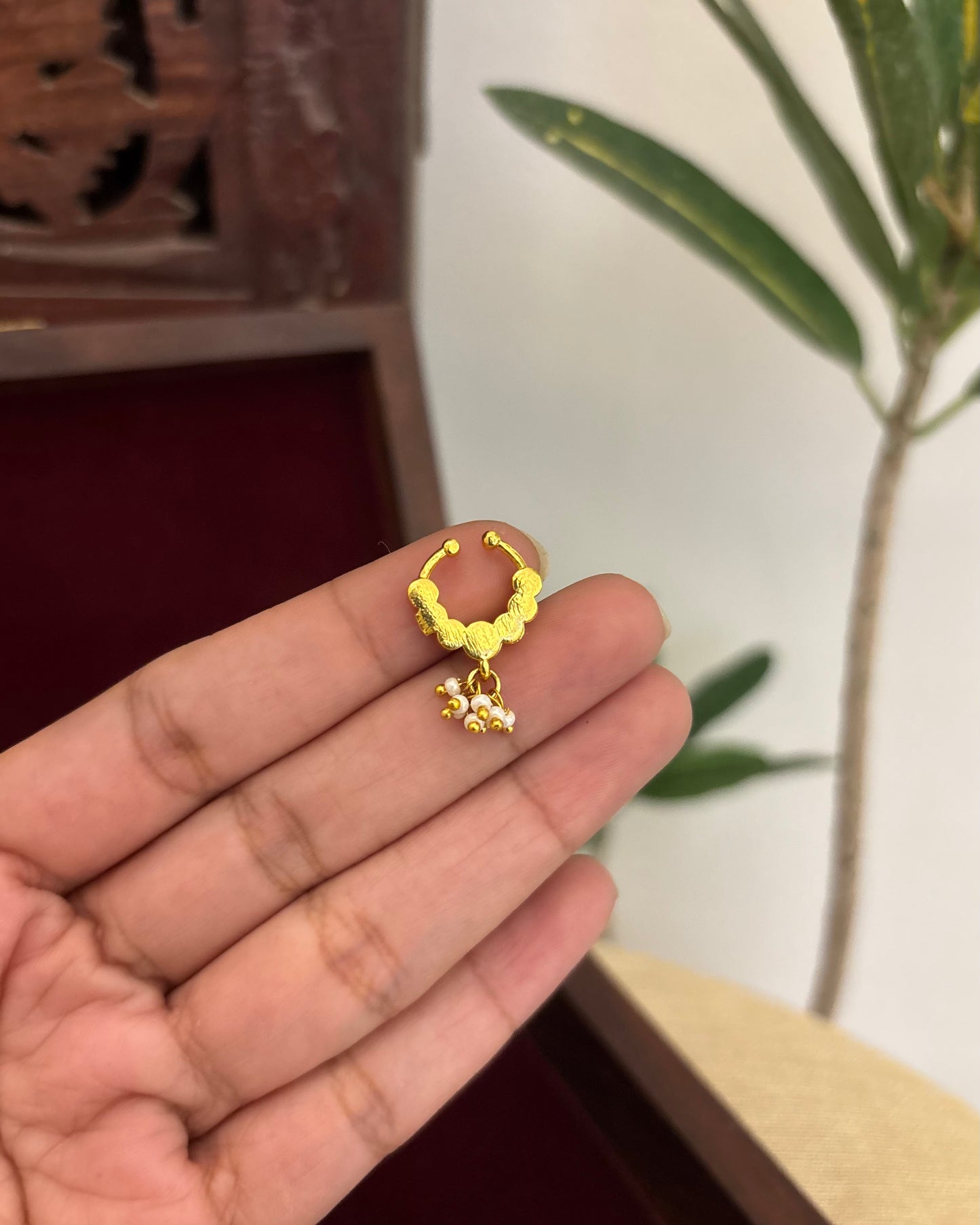 Floral Clip On Septum Nosepin | Ruby | NP133