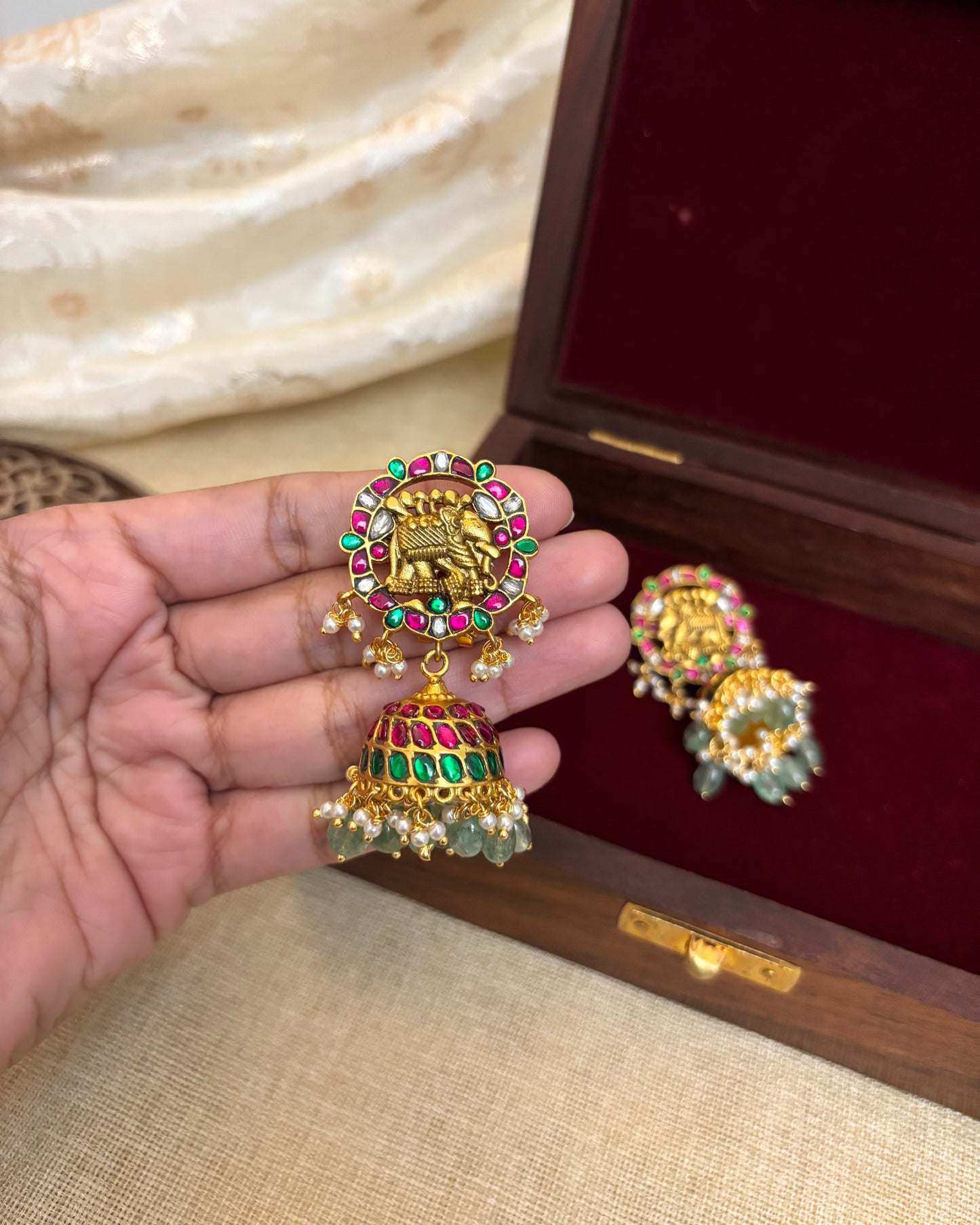 Statement Multicolor Jadau Kundan Jhumkas | ER086