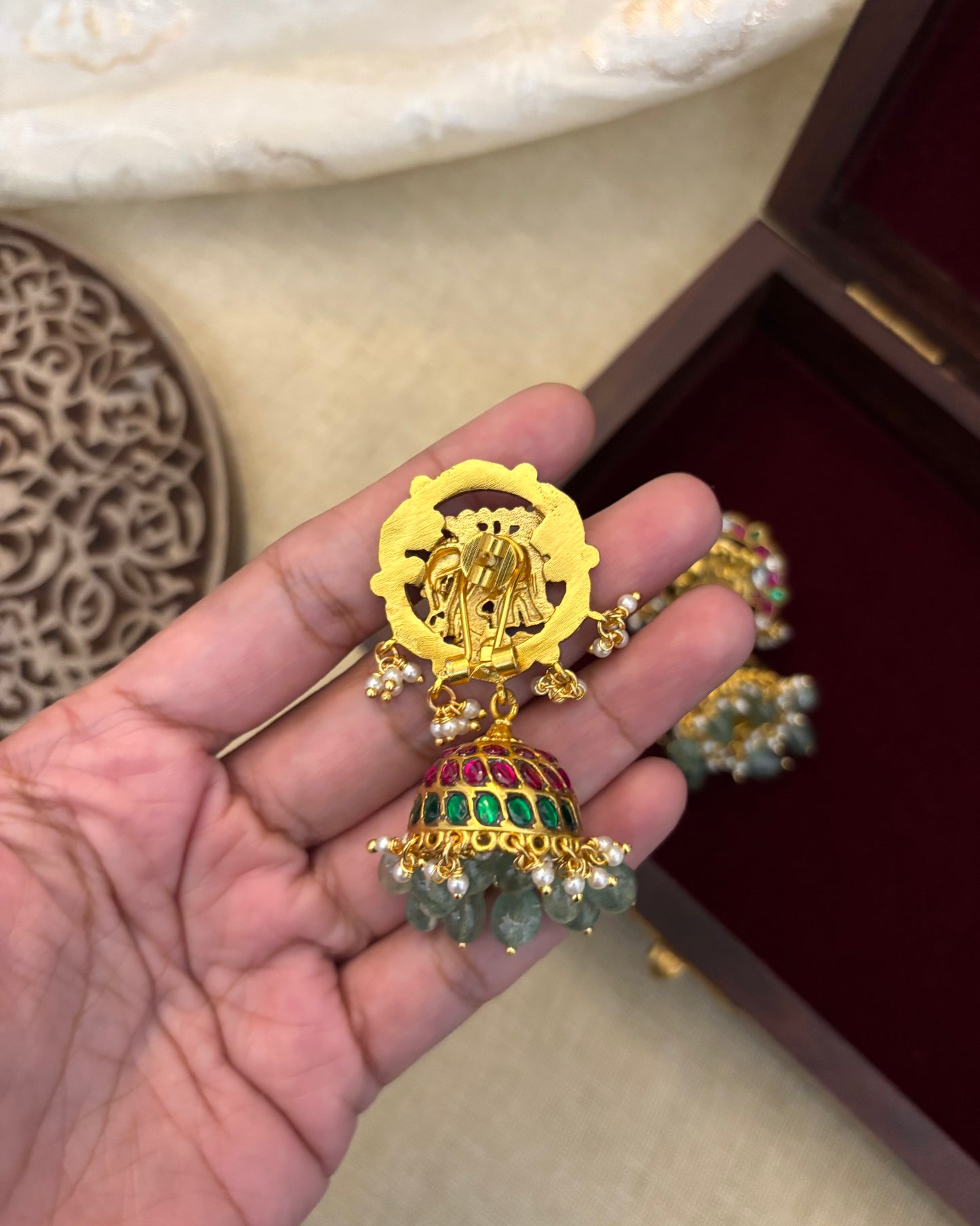 Statement Multicolor Jadau Kundan Jhumkas | ER086