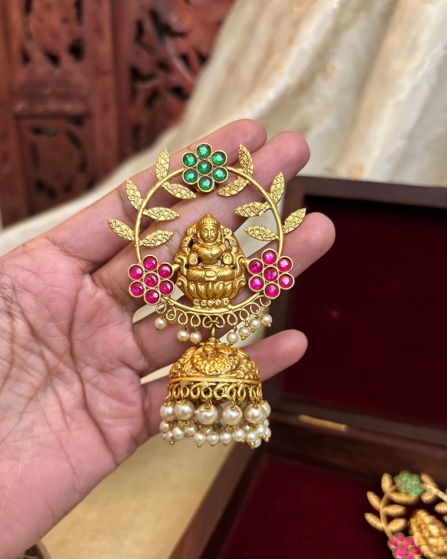 Statement Multicolor Jadau Kundan Lakshmi Jhumkas | ER087