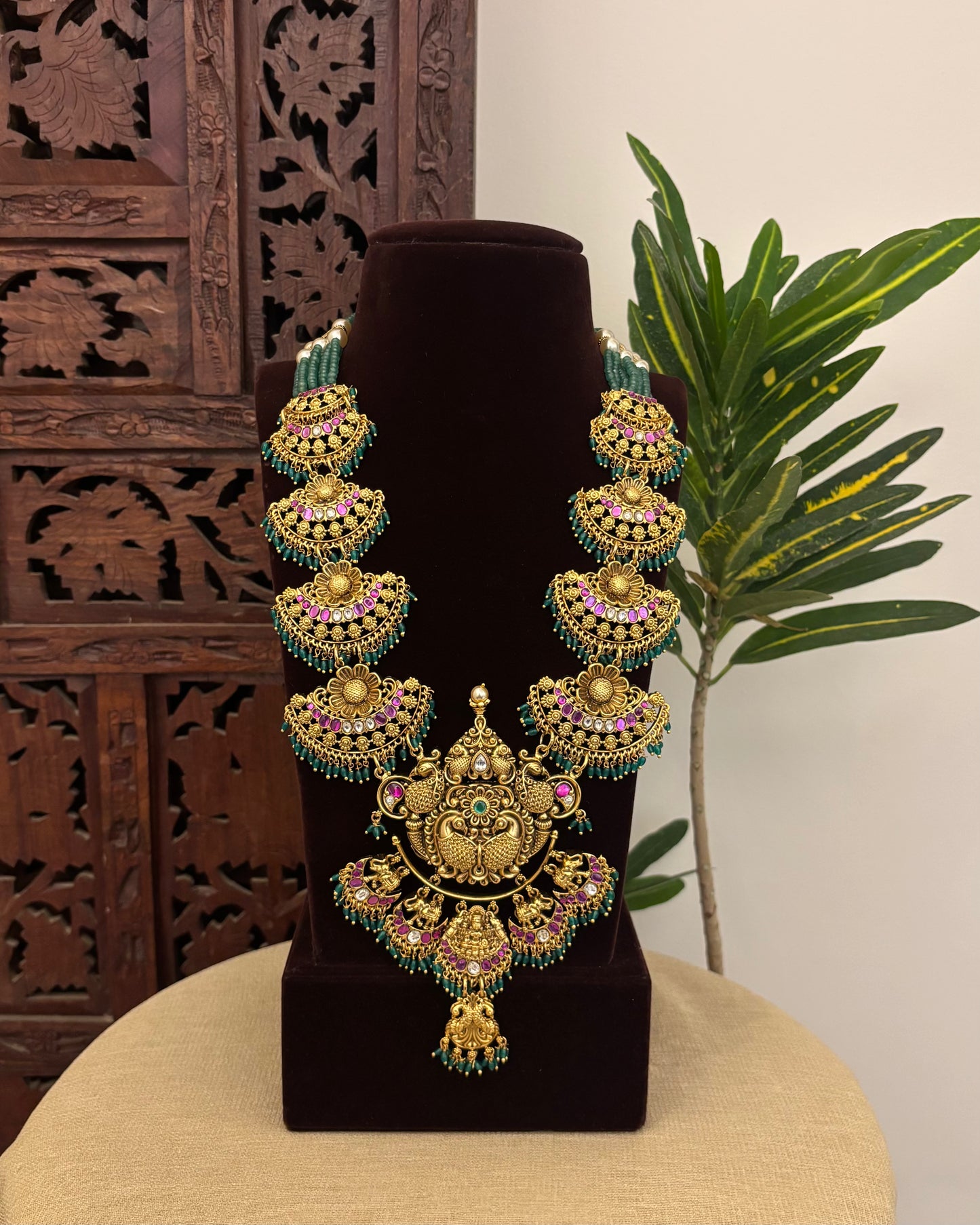 Antique Kundan Peacock Floral Necklace | NC603