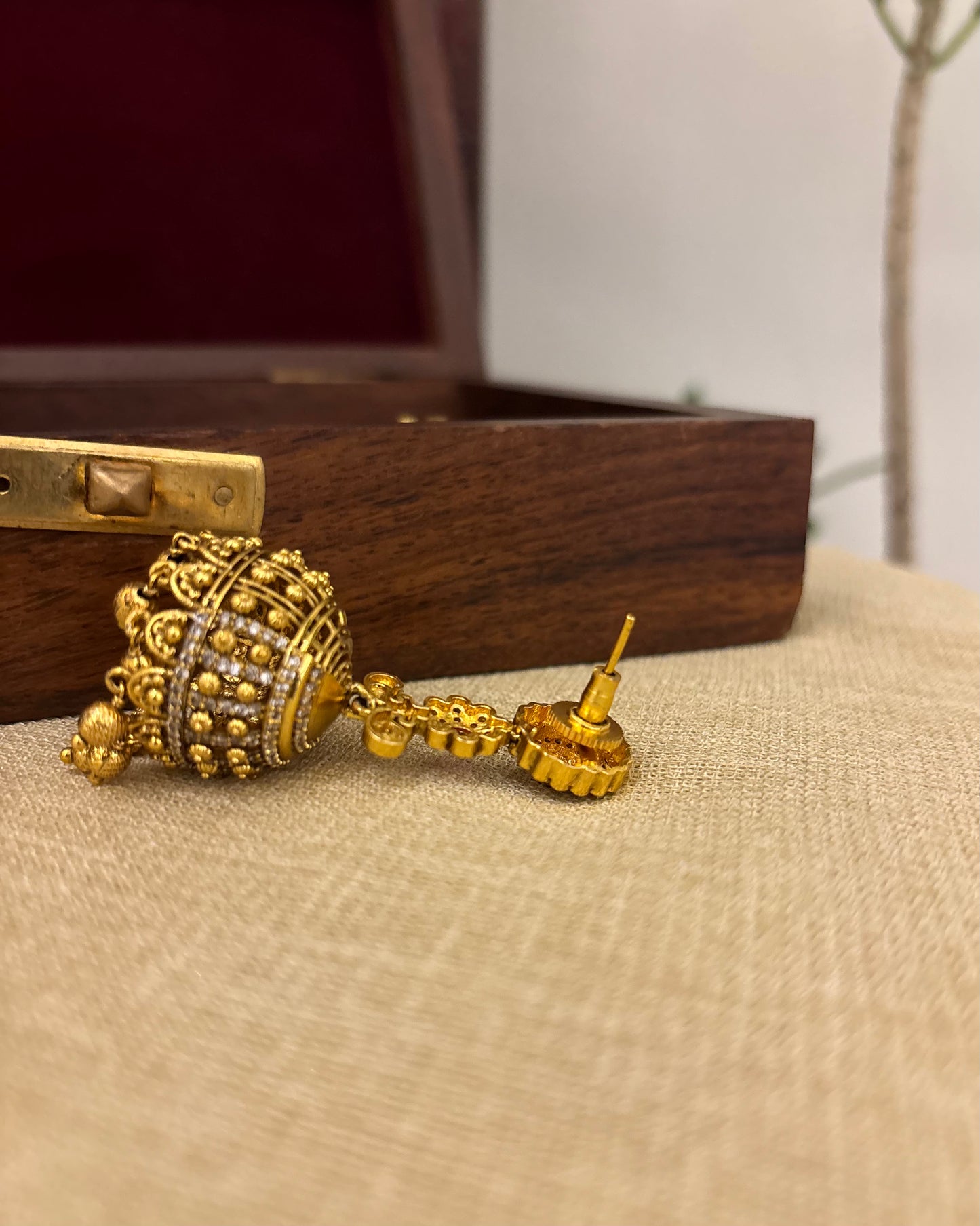 Antique Floral Jhumkas | Gold Plated | ER353