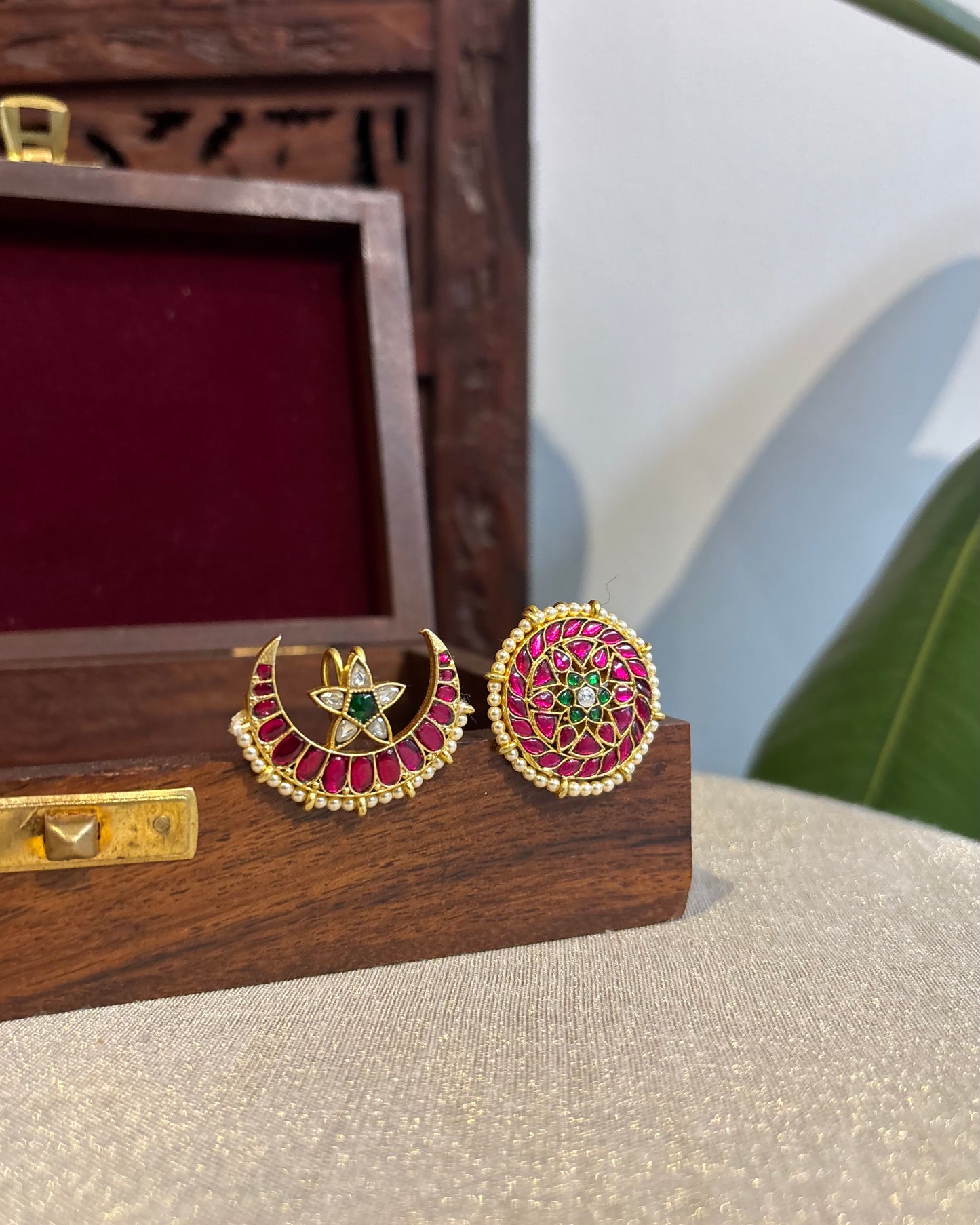 Jadau Kundan Sun & Moon Hair Accessory – Gold Plated Traditional Set | HA243
