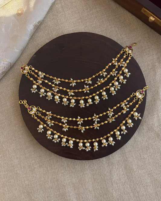 Pearl Three Layer Ear Chain | EC095