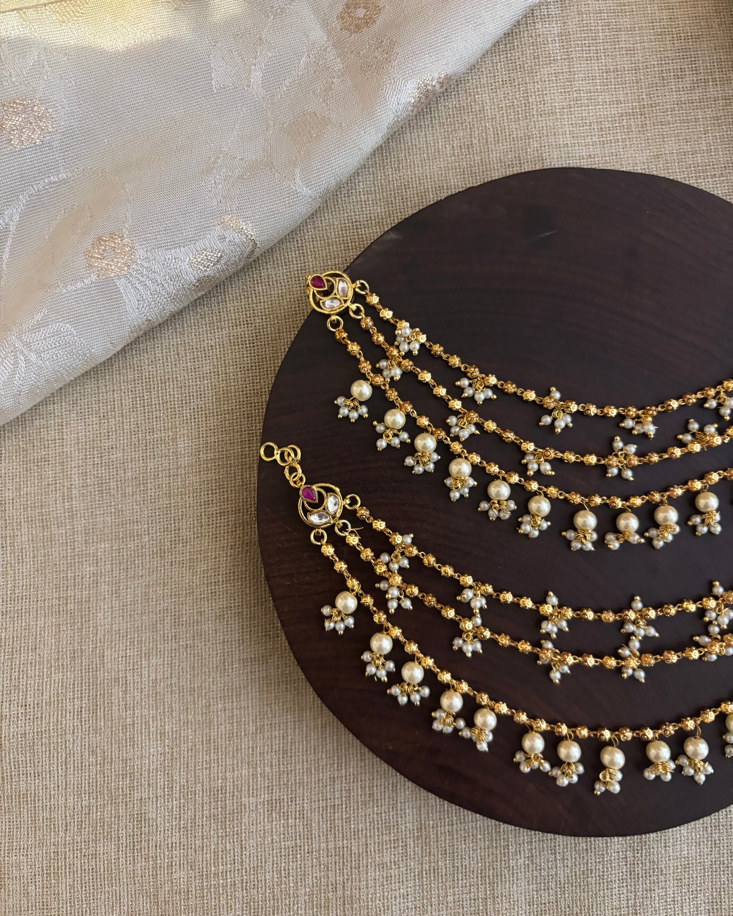 Pearl Three Layer Ear Chain | EC095