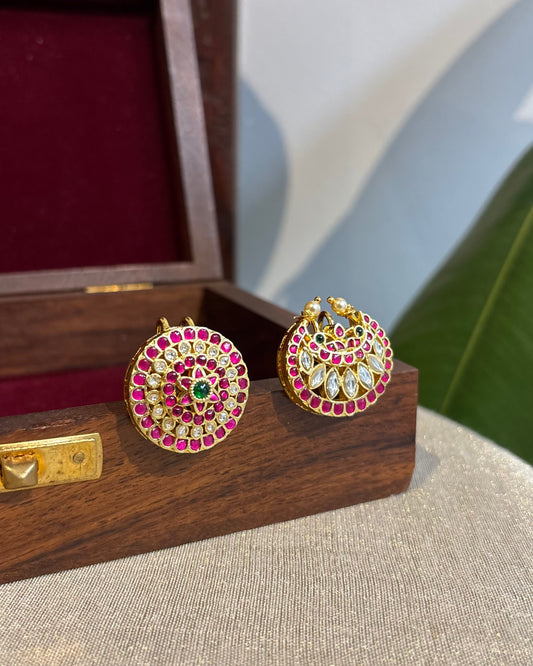 Jadau Kundan Sun & Moon Hair Accessory – Gold Plated Traditional Set | HA244