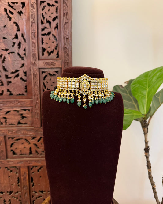 Jadau Kundan Statement Choker Necklace | White | NC722