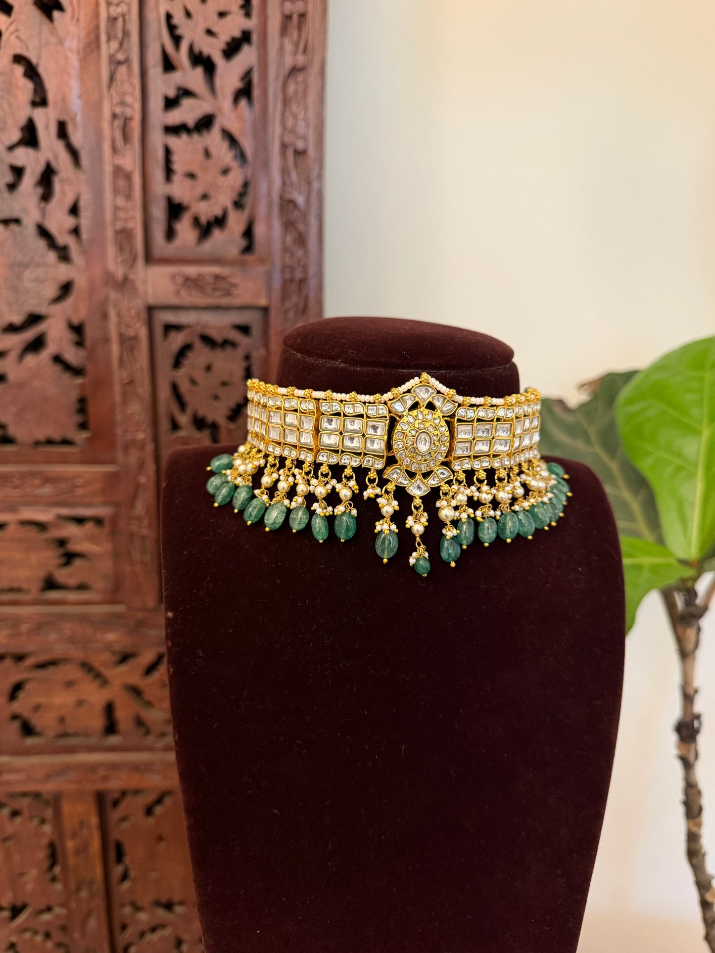 Jadau Kundan Statement Choker Necklace | White | NC722