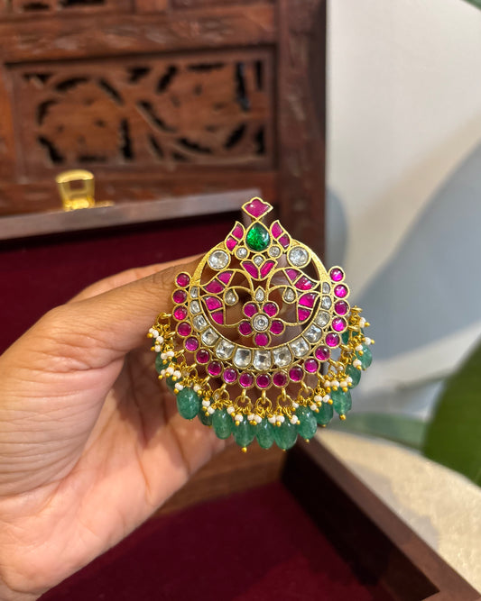 Handcrafted Round Floral Hair Pin – Jadau Kundan | HA235