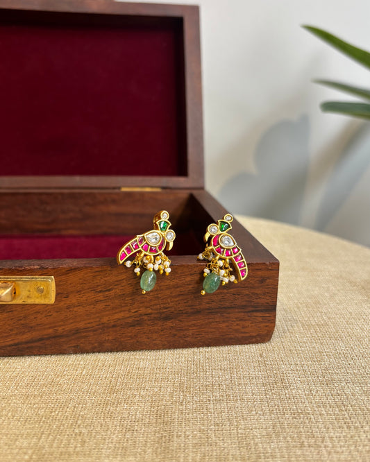 Parrot Jadau Kundan Hair Pins (Set of 2) – Elegance for Your Braids | HA284