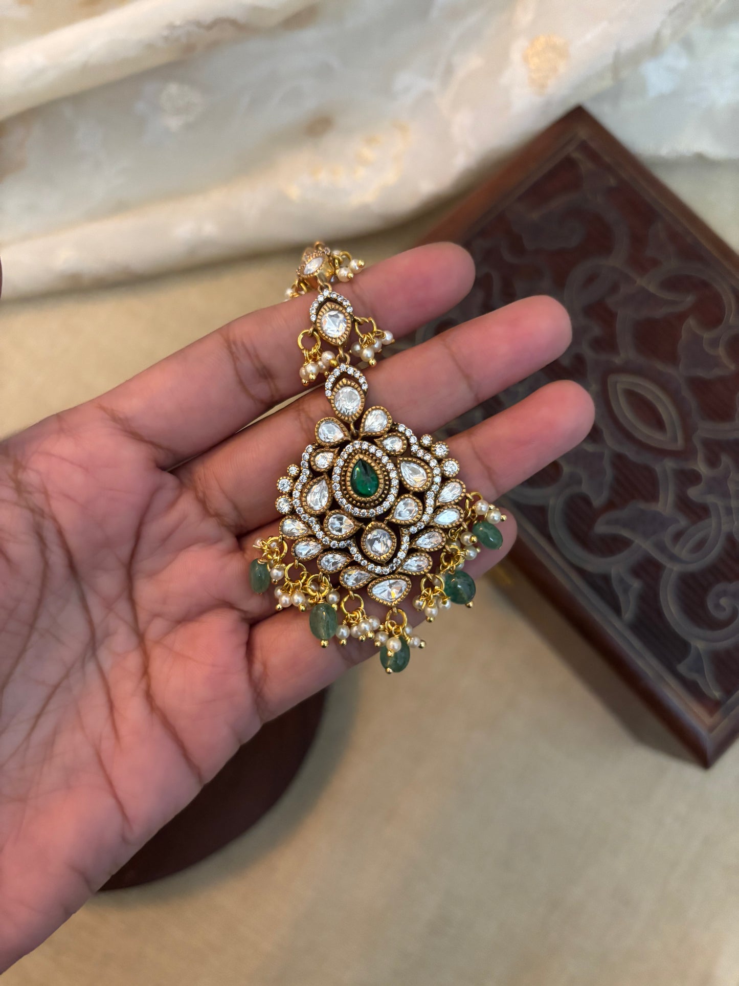 Victorian Mossanite Maang Tikka | MT080