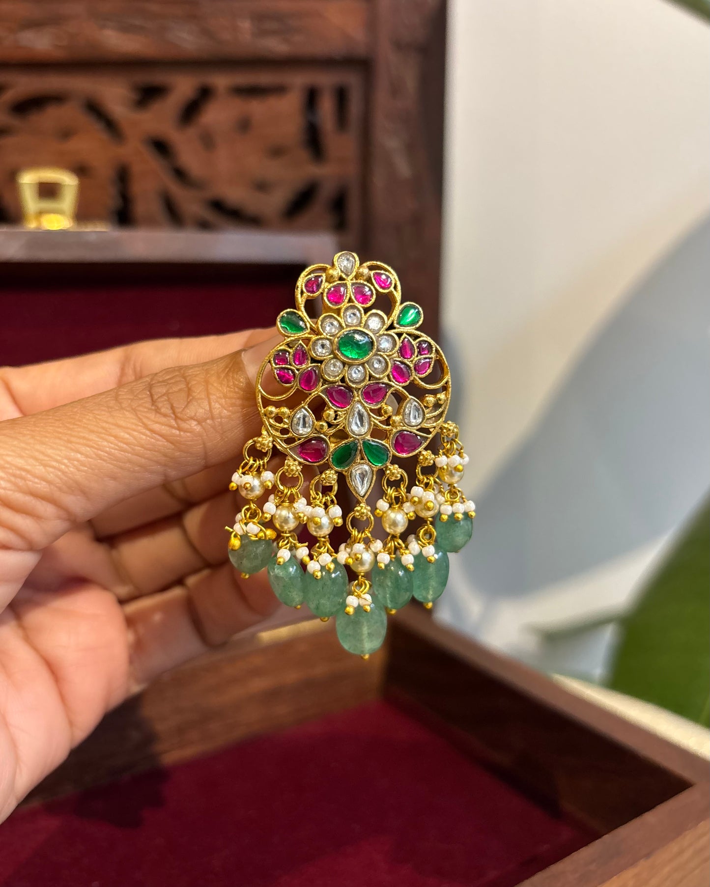 Multicolor Handcrafted Jadau Kundan Floral Hair Pin | HA238