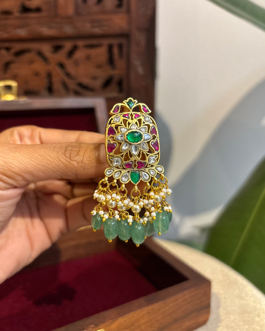 Multicolor Handcrafted Jadau Kundan Floral Hair Pin | HA239