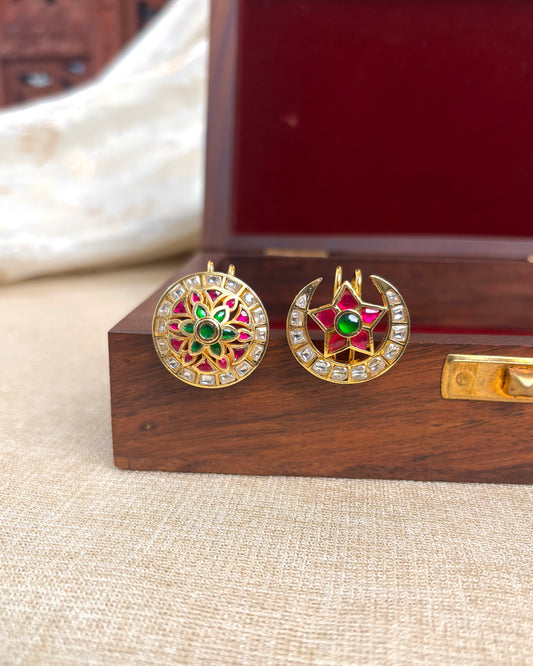 Jadau Kundan Sun & Moon Hair Accessory – Gold Plated Traditional Set | HA116
