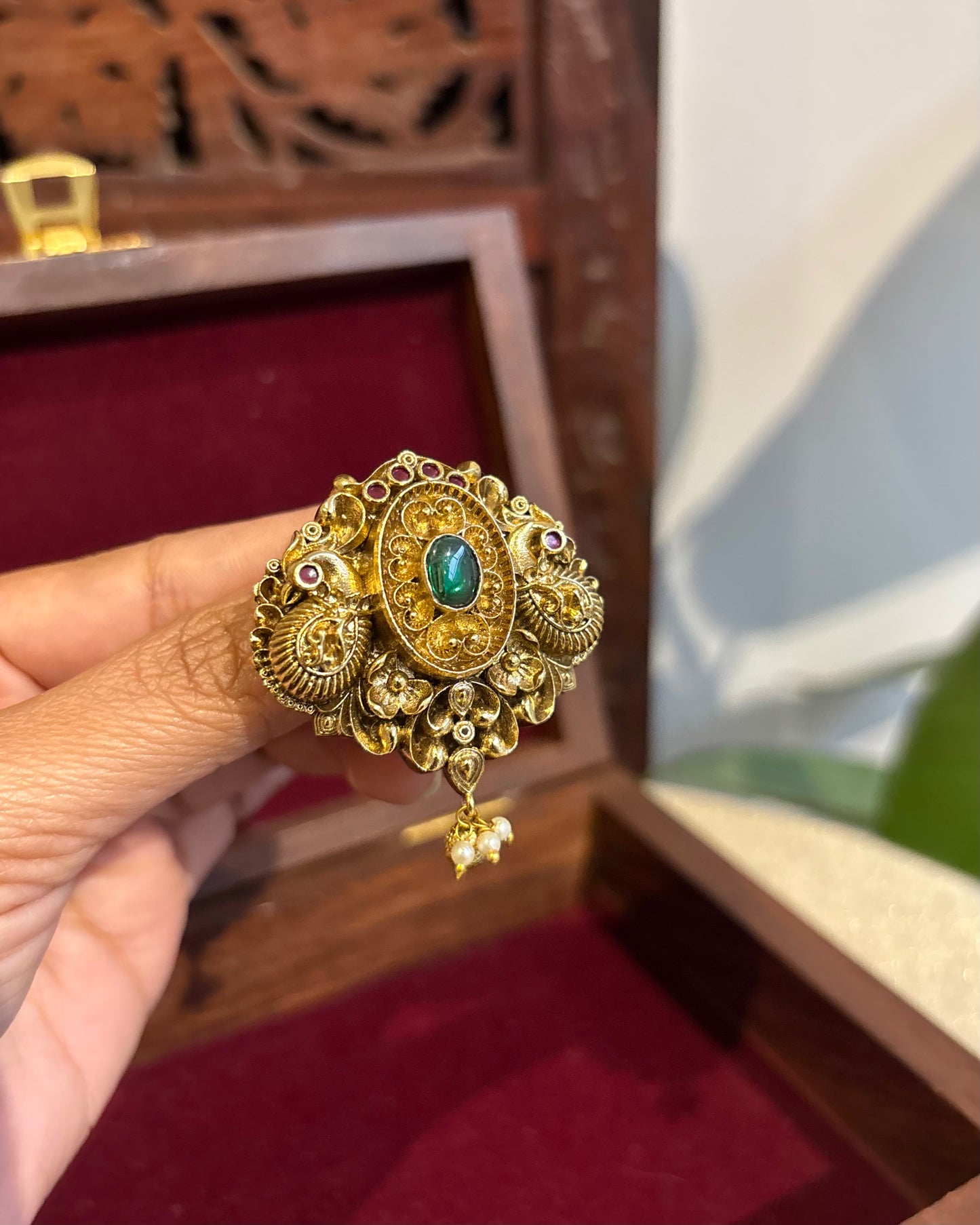 Antique Jadau Mango Peacock Hair Pin | HA241