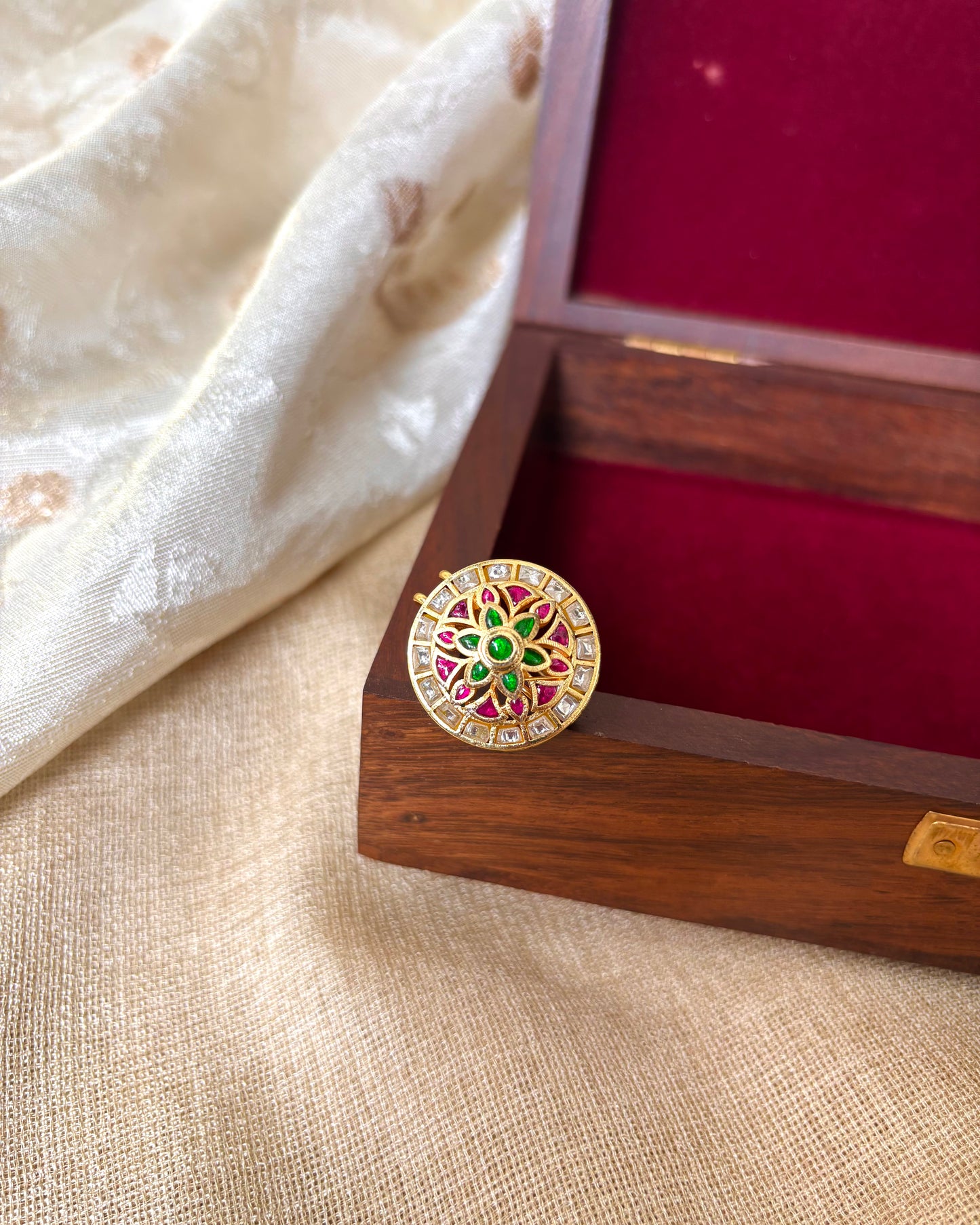 Jadau Kundan Sun & Moon Hair Accessory – Gold Plated Traditional Set | HA116