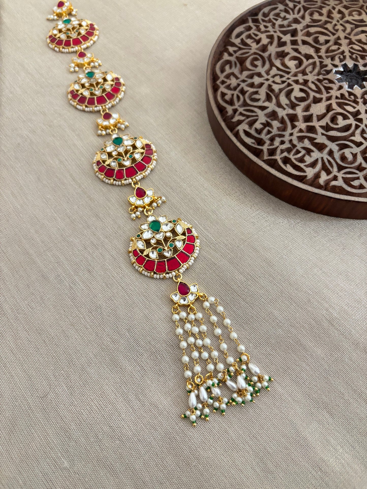 Jadau Kundan Long Hair Accessory | Multi Colour  | HA335