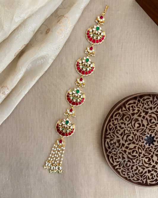 Jadau Kundan Long Hair Accessory | Multi Colour  | HA335
