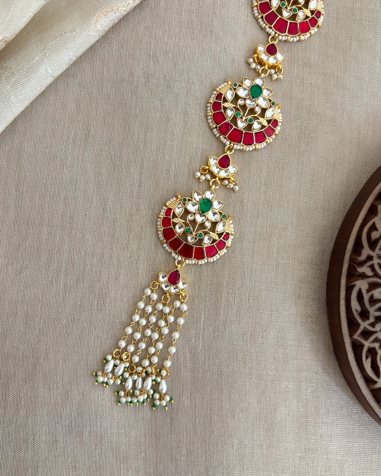 Jadau Kundan Long Hair Accessory | Multi Colour  | HA335