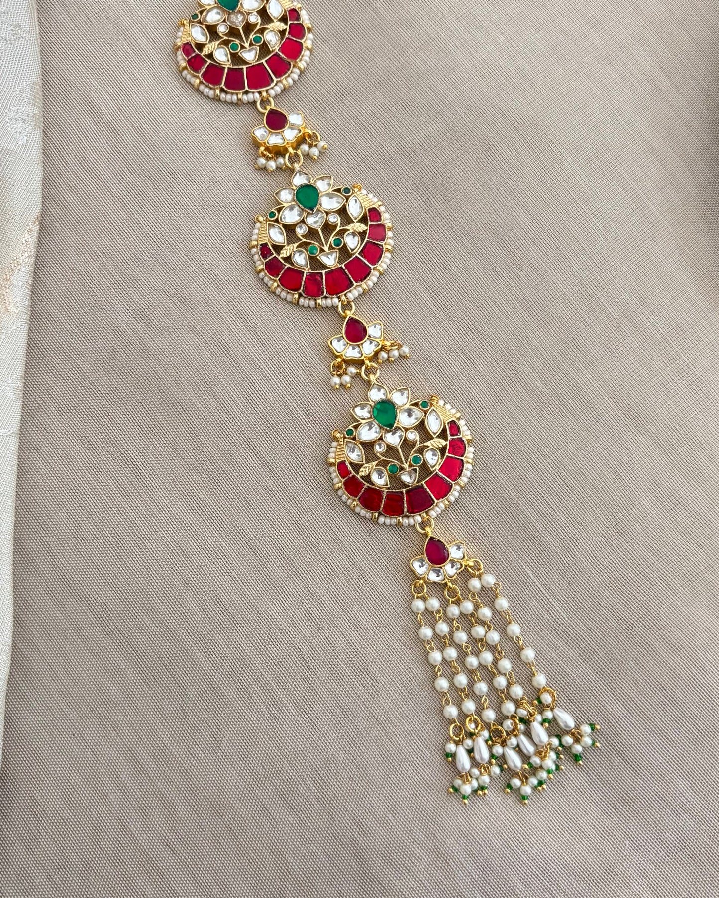 Jadau Kundan Long Hair Accessory | Multi Colour  | HA335