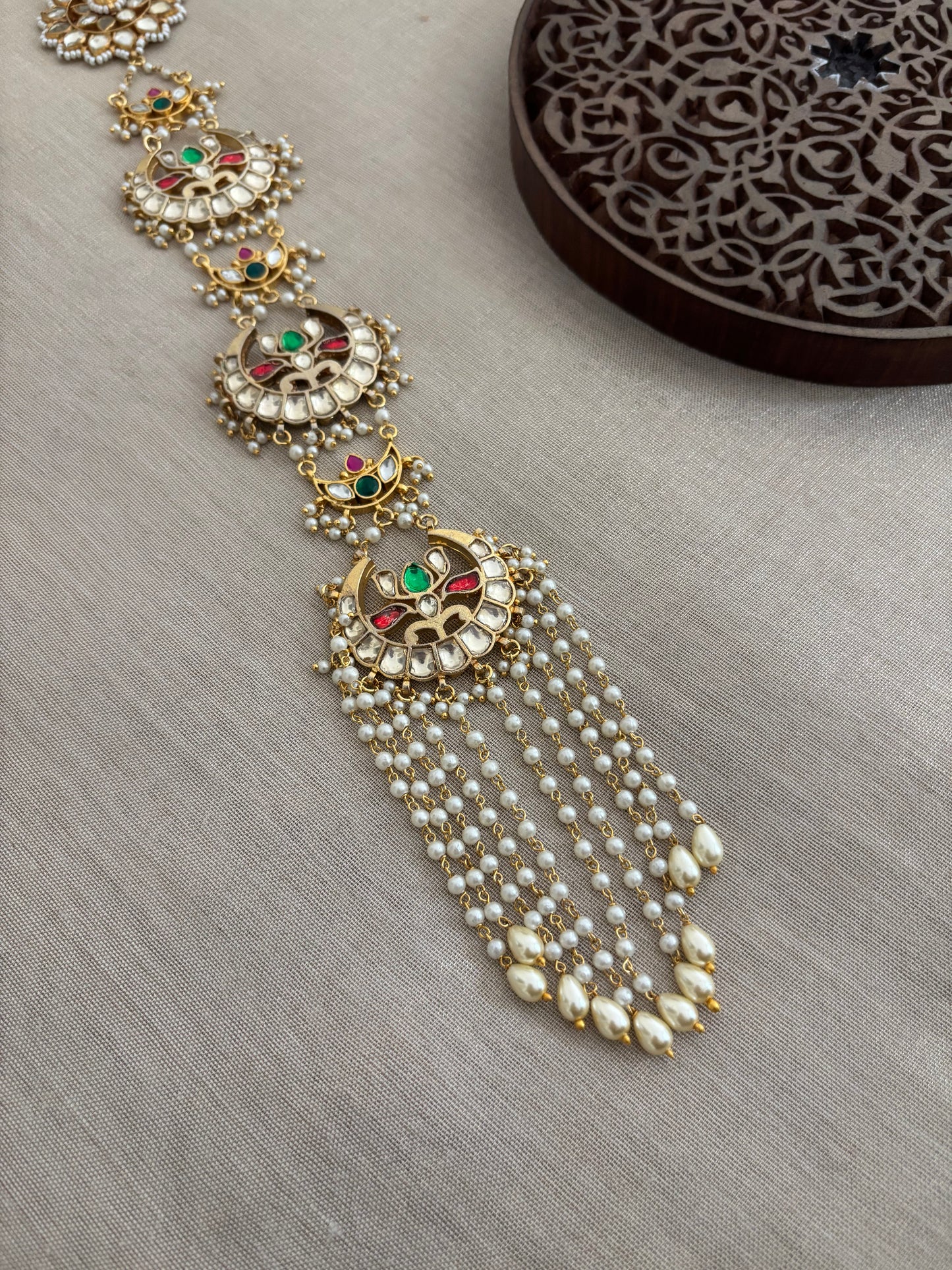 Jadau Kundan Long Bridal Hair Accessory  | HA331