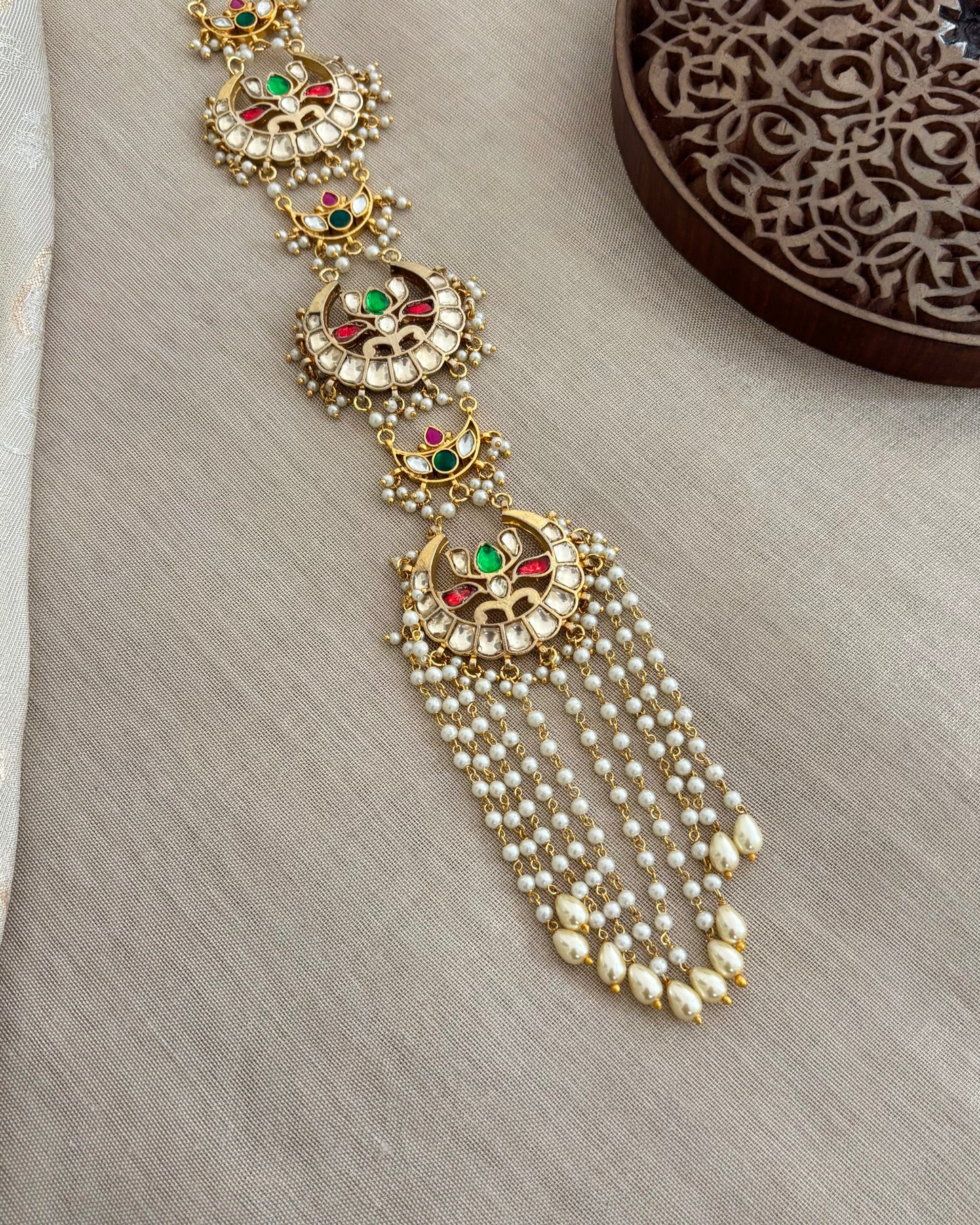 Jadau Kundan Long Bridal Hair Accessory  | HA331