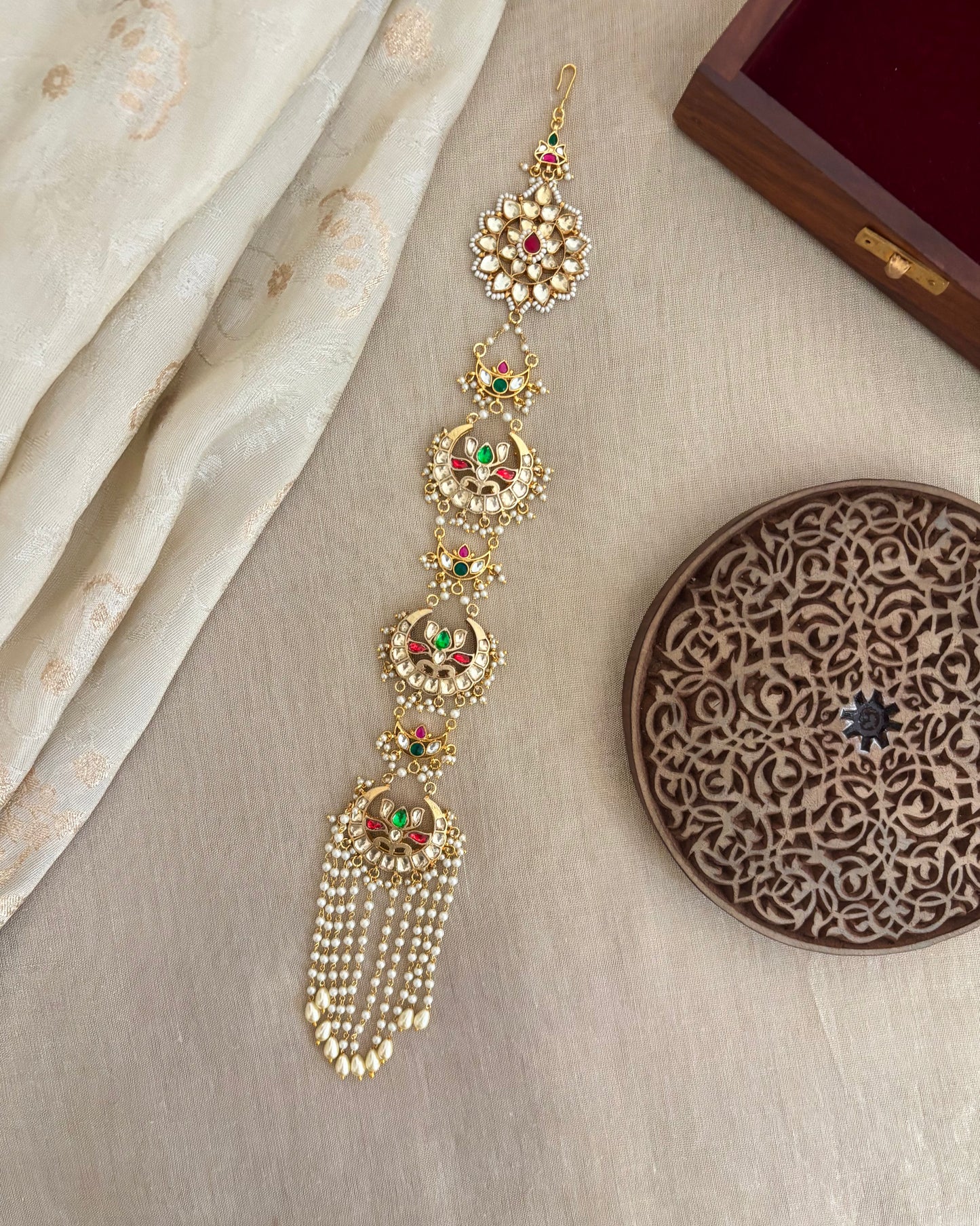 Jadau Kundan Long Bridal Hair Accessory  | HA331