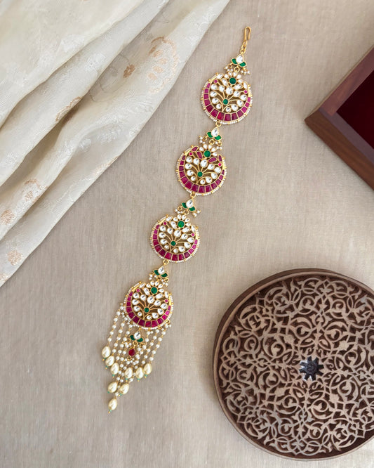 Jadau Kundan Long Hair Accessory | Multi Colour  | HA333
