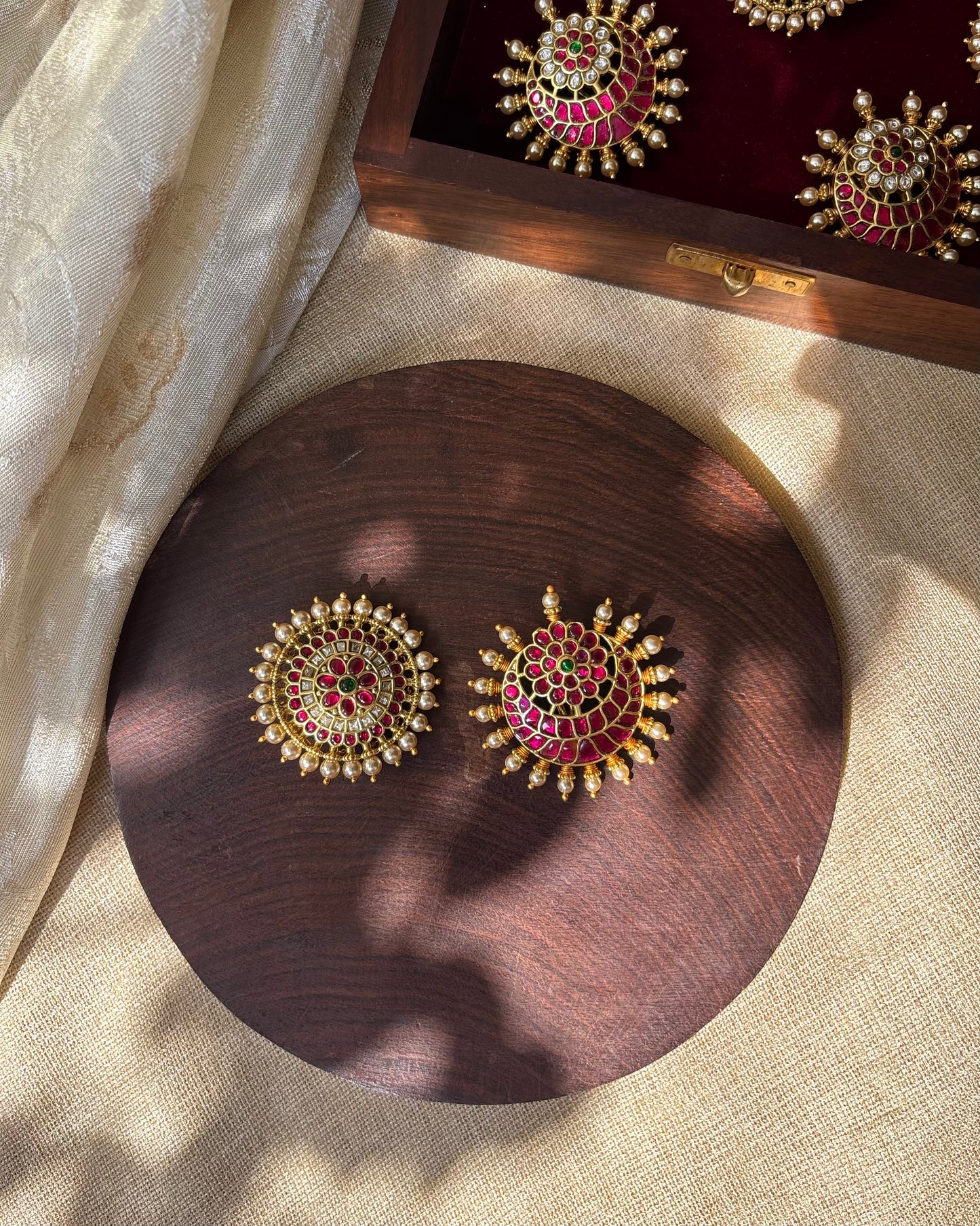 Jadau Kundan Sun & Moon Hair Accessory – Gold Plated Traditional Set | HA124