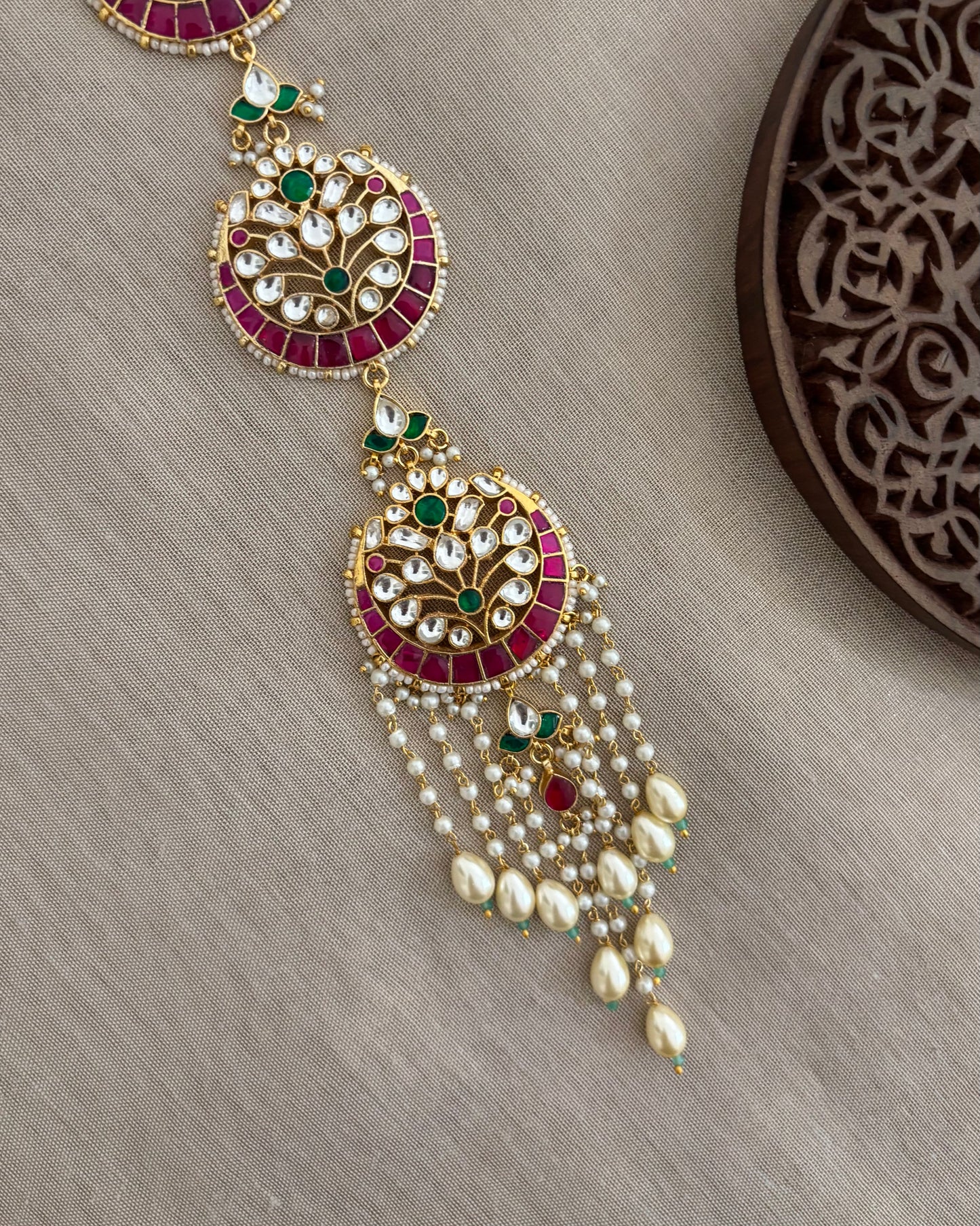 Jadau Kundan Long Hair Accessory | Multi Colour  | HA333